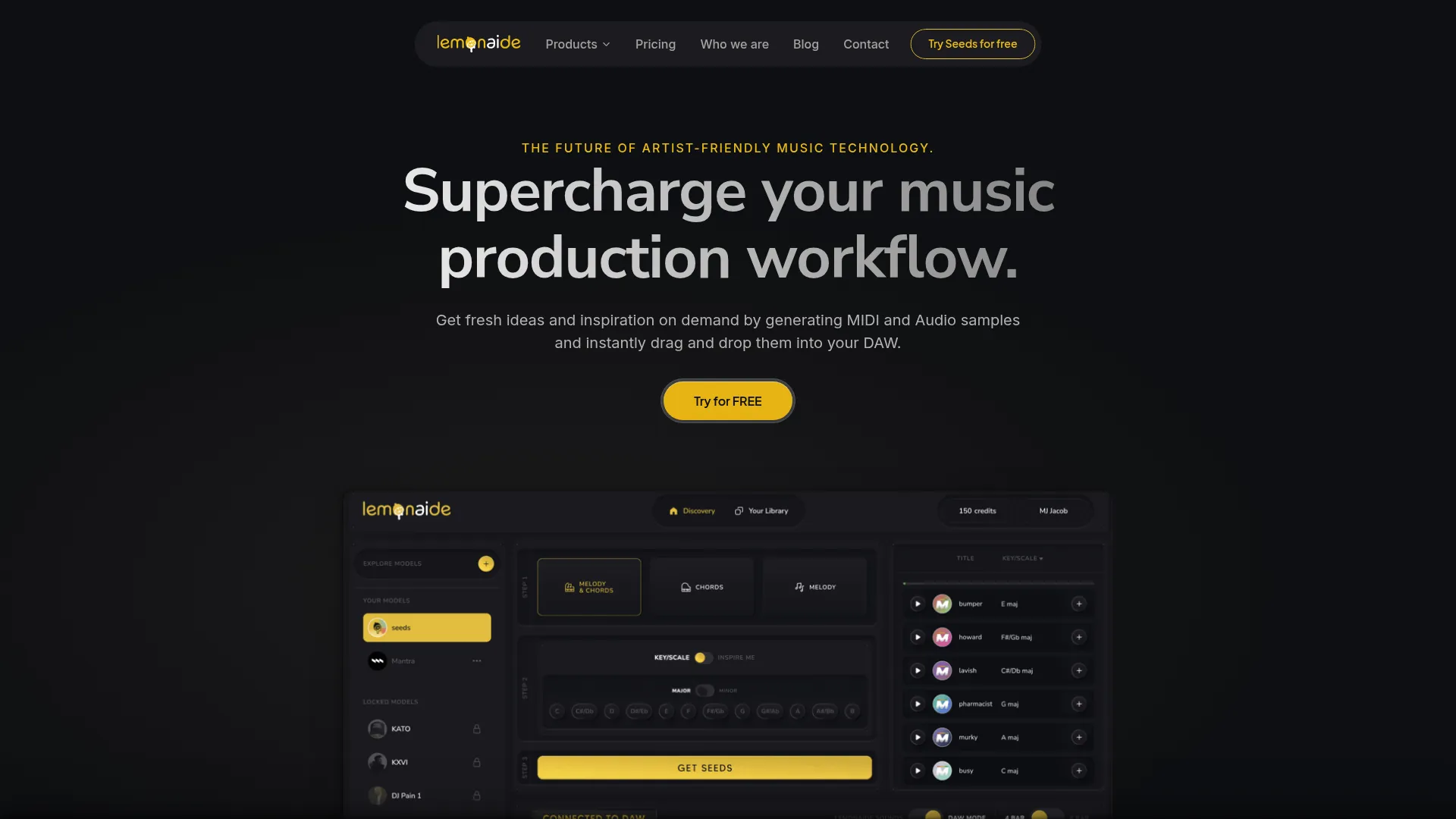 Lemonaide AI — The #1 AI Melody Generator Powered By Industry Producers screenshot