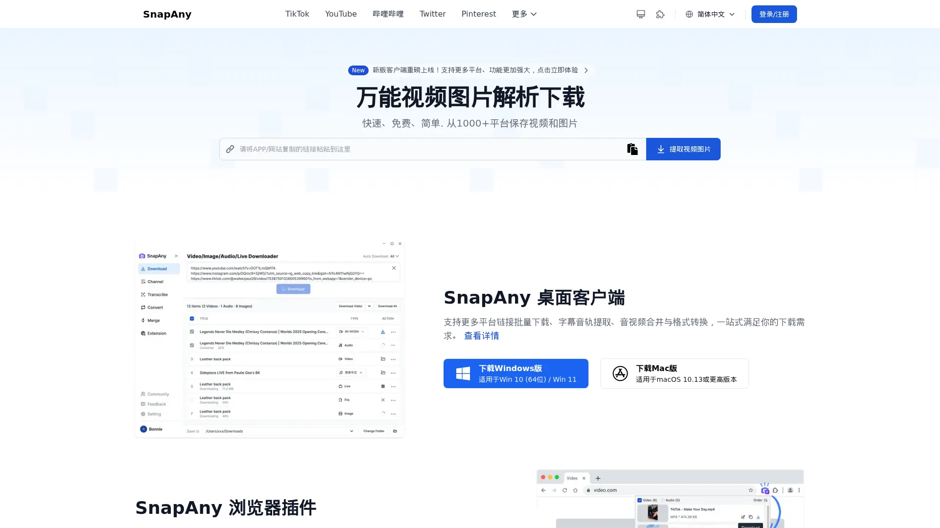 万能视频图片解析下载 - SnapAny screenshot