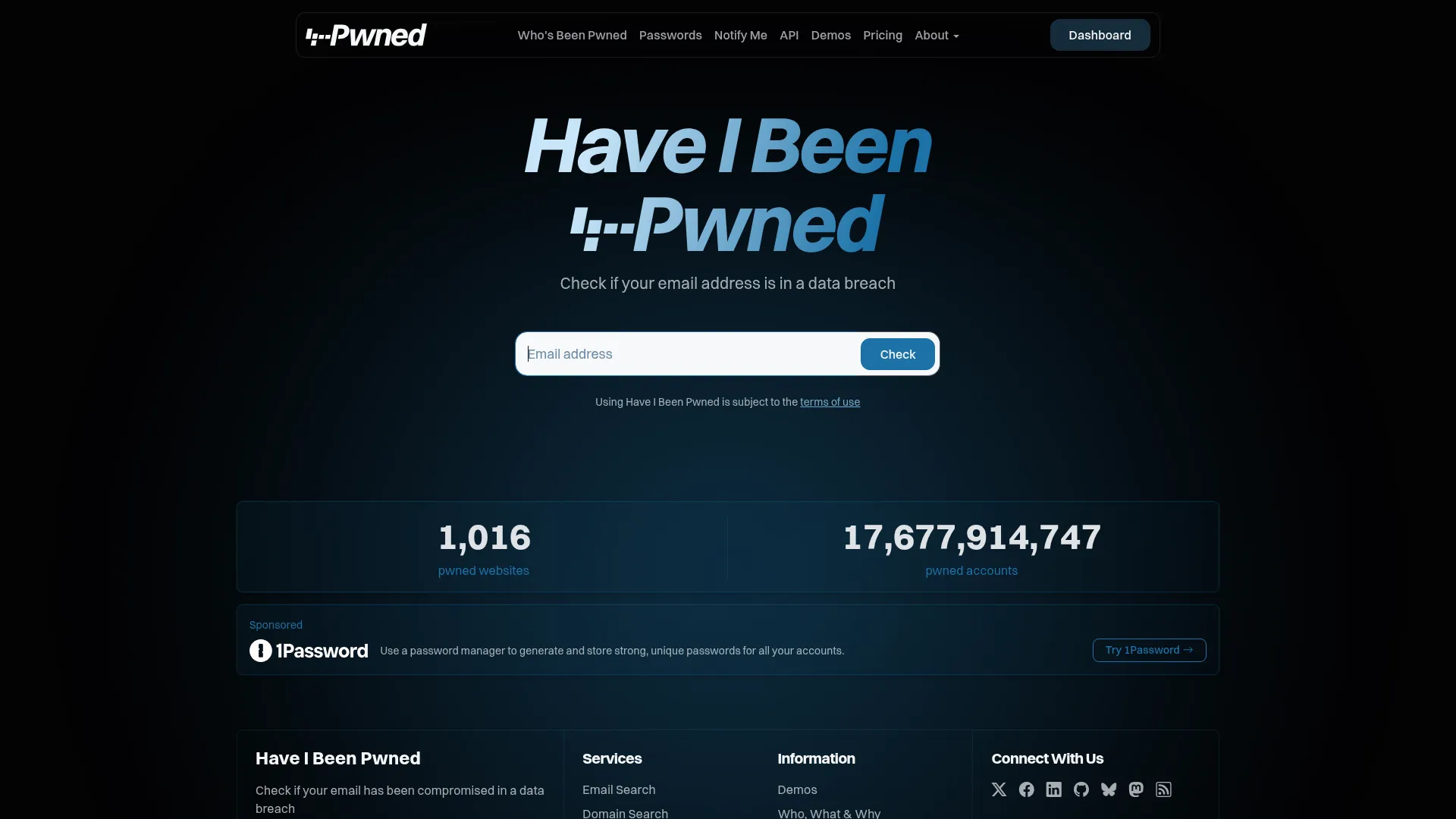 Have I Been Pwned: Check if your email address has been exposed in a data breach screenshot