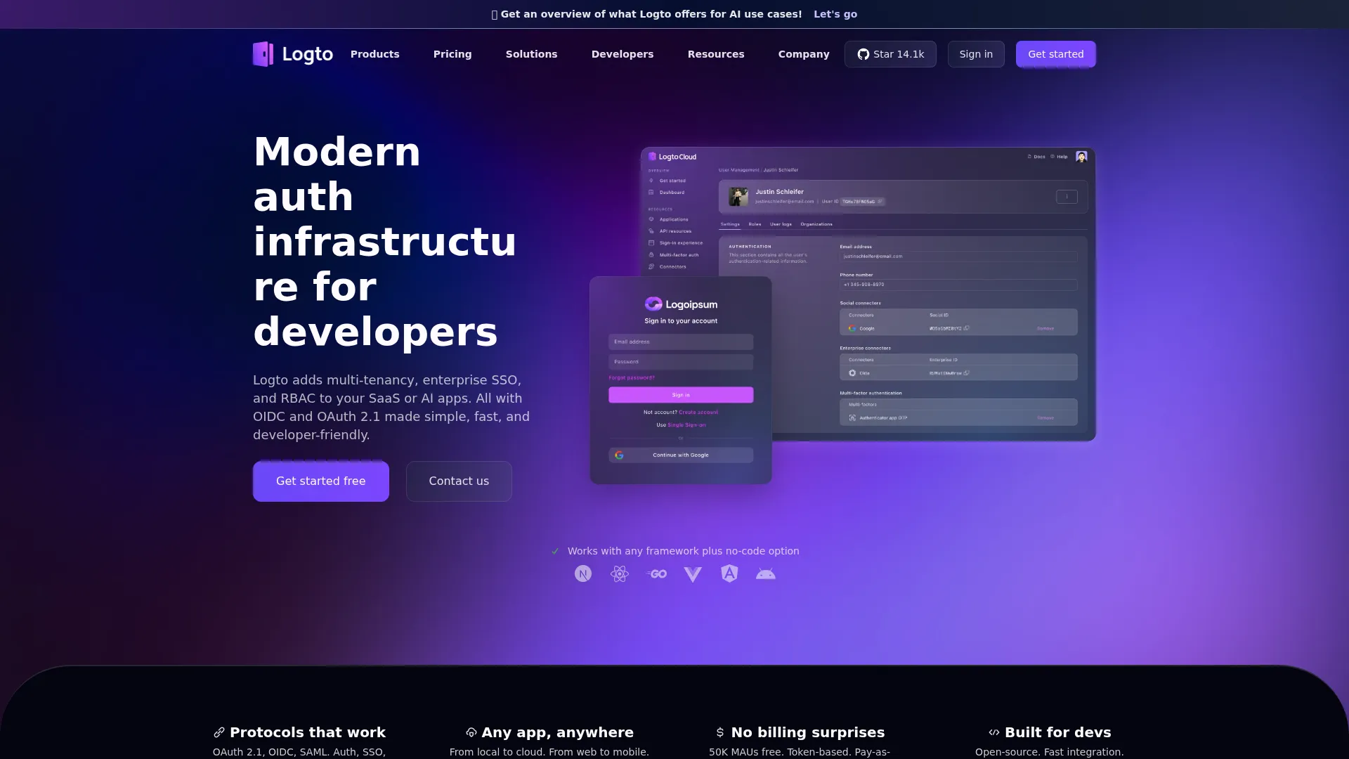 Logto: Modern auth infrastructure for developers screenshot