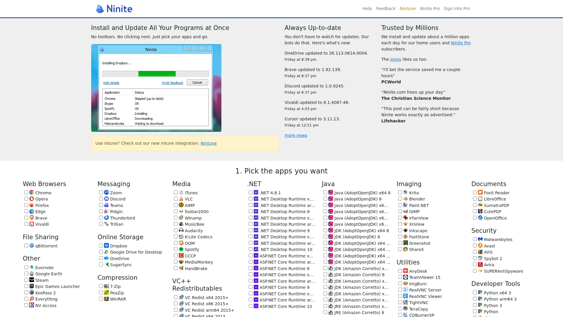 Ninite - Install or Update Multiple Apps at Once screenshot