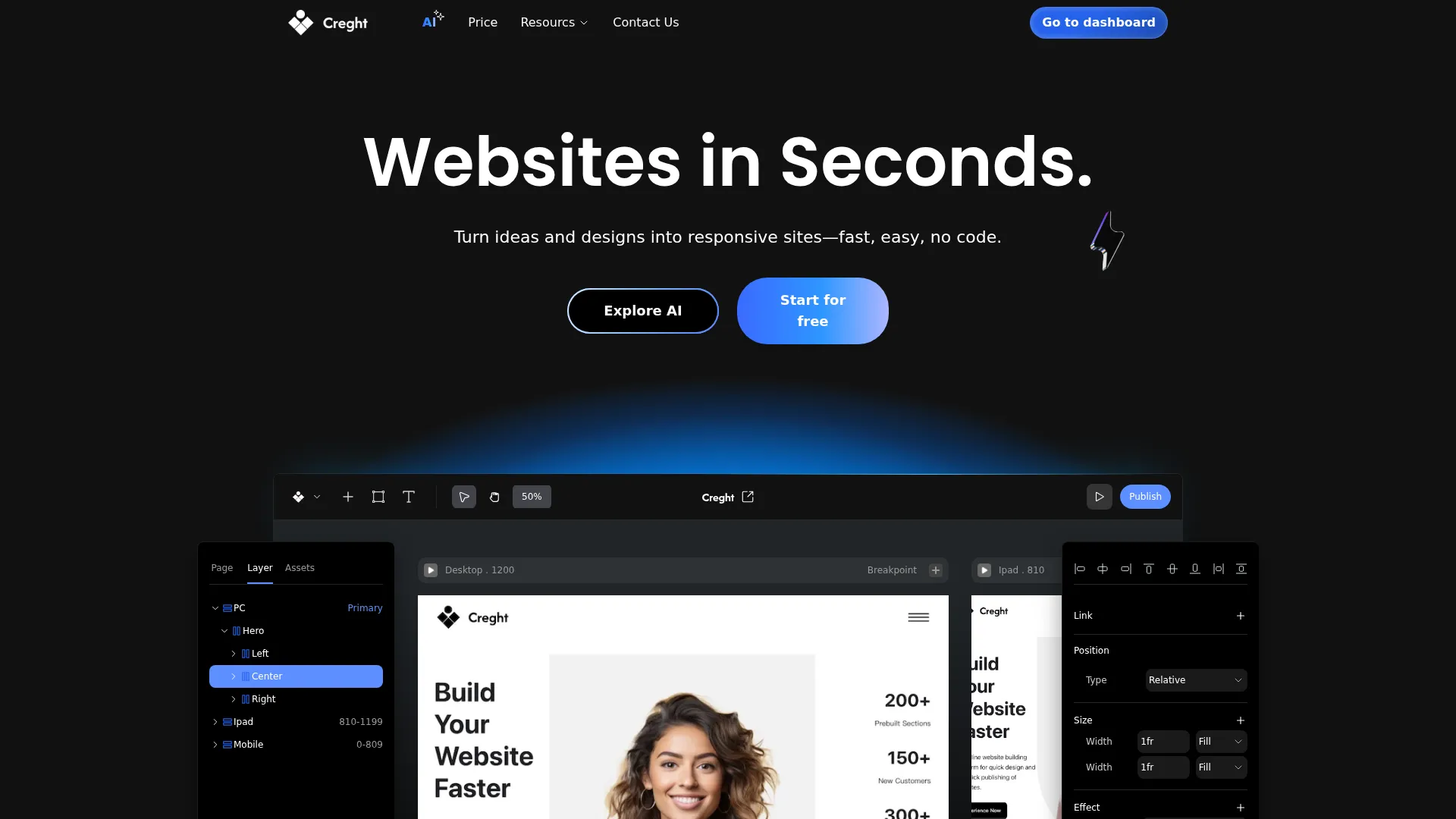 Creght: Free DIY Website Builder, Loved by Designers screenshot