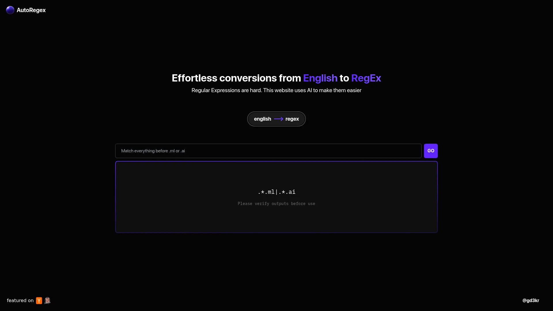 AutoRegex screenshot