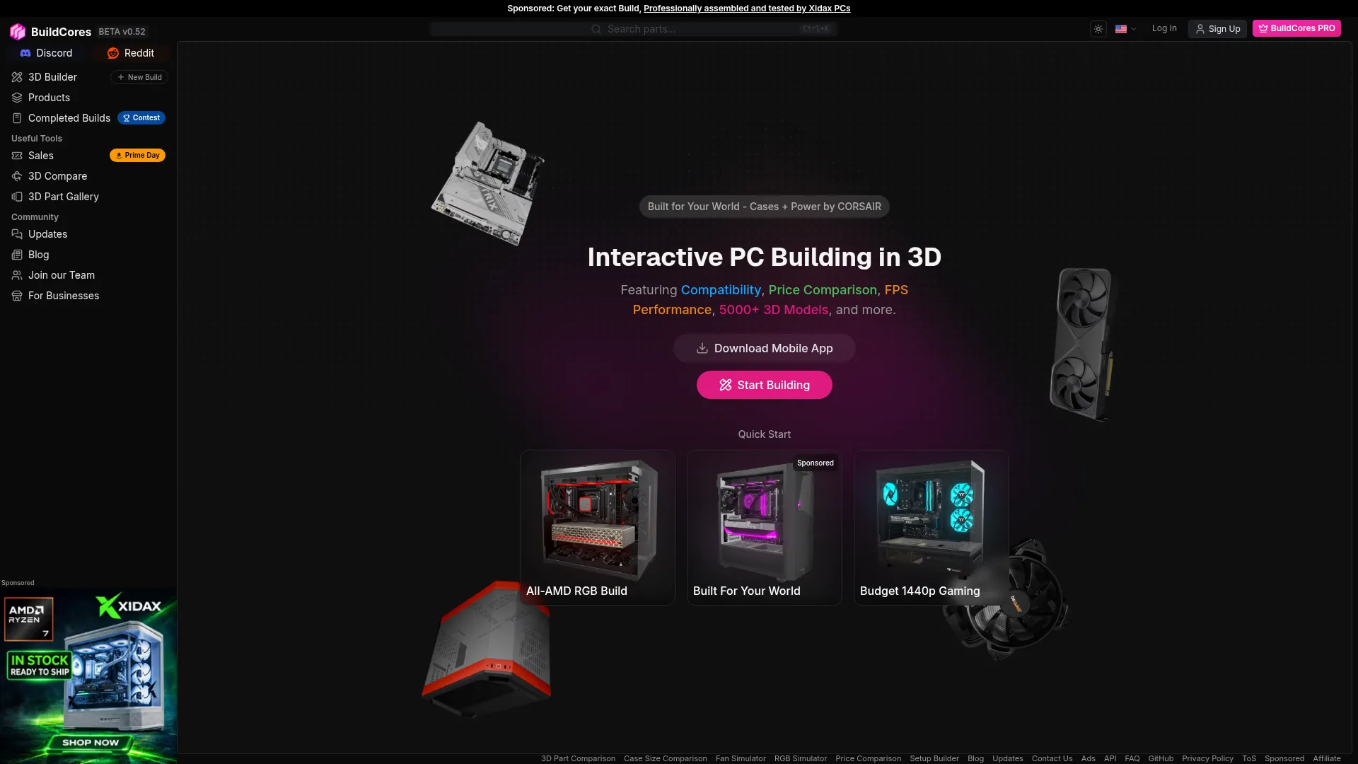 BuildCores: 3D PC Builder and Part Picker screenshot