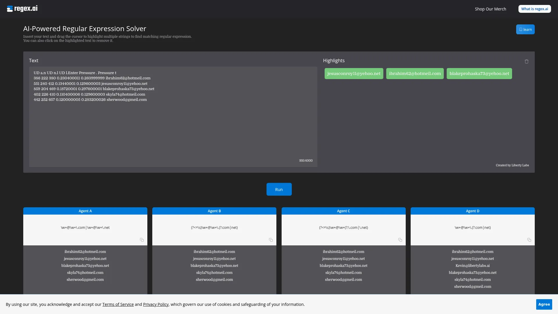 Regex.ai - Artificial Intelligence Regular Expression Generator screenshot