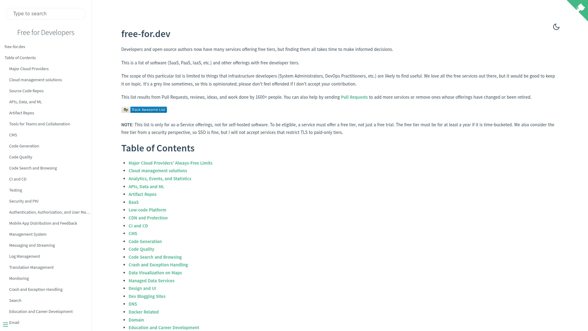 Free for Developers screenshot