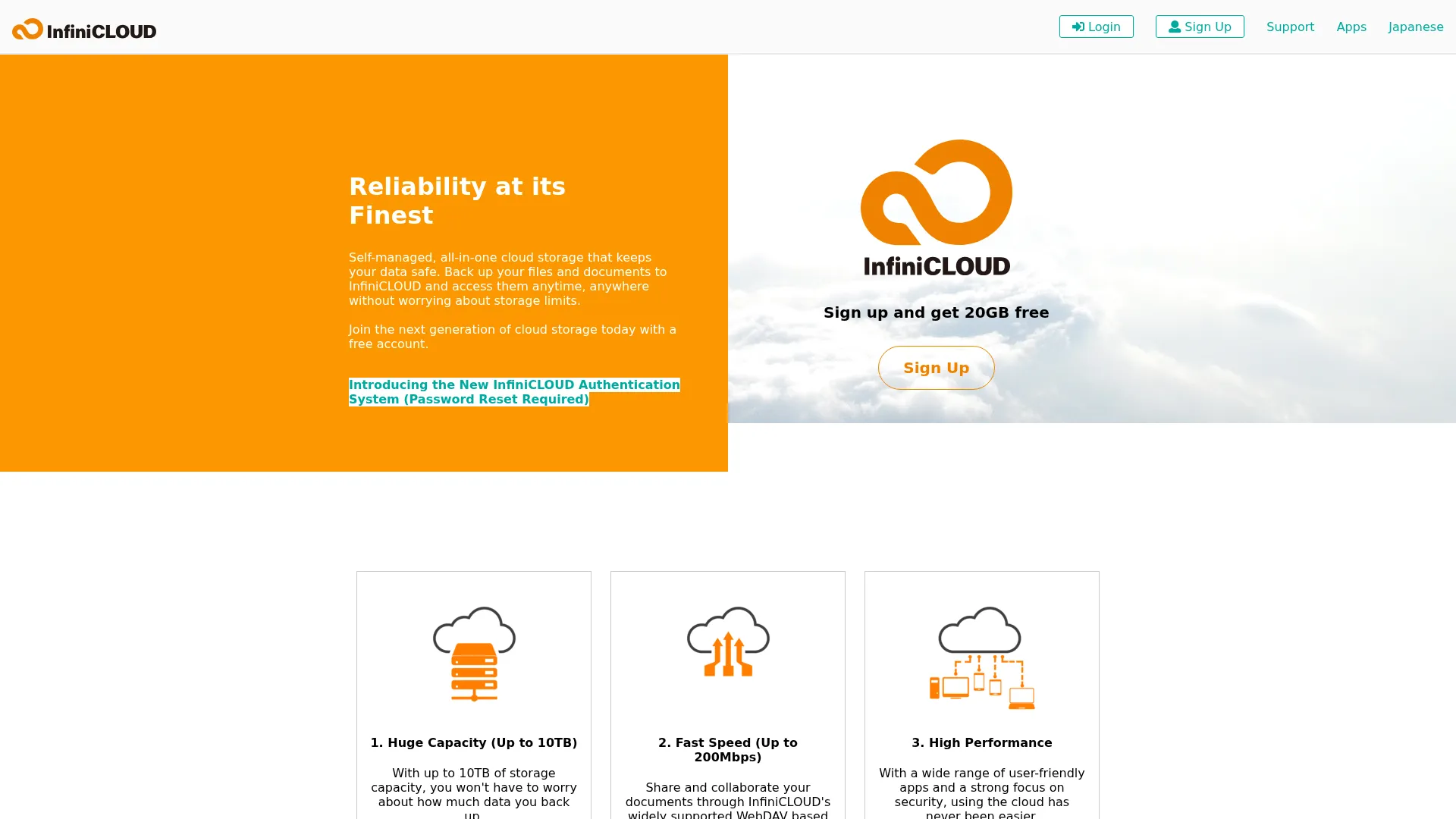 The most versatile cloud, InfiniCLOUD screenshot