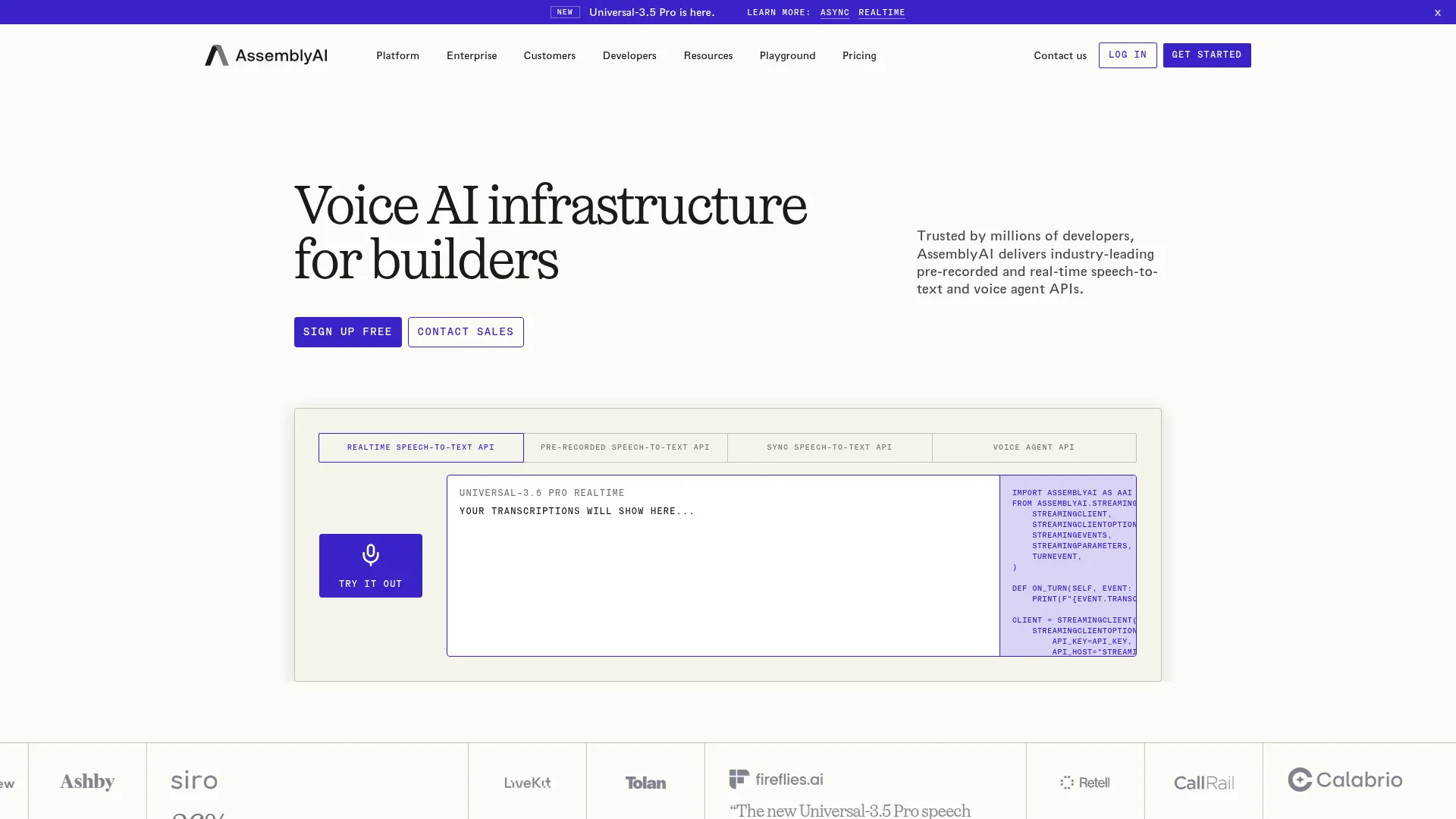 AssemblyAI | AI models to transcribe and understand speech screenshot