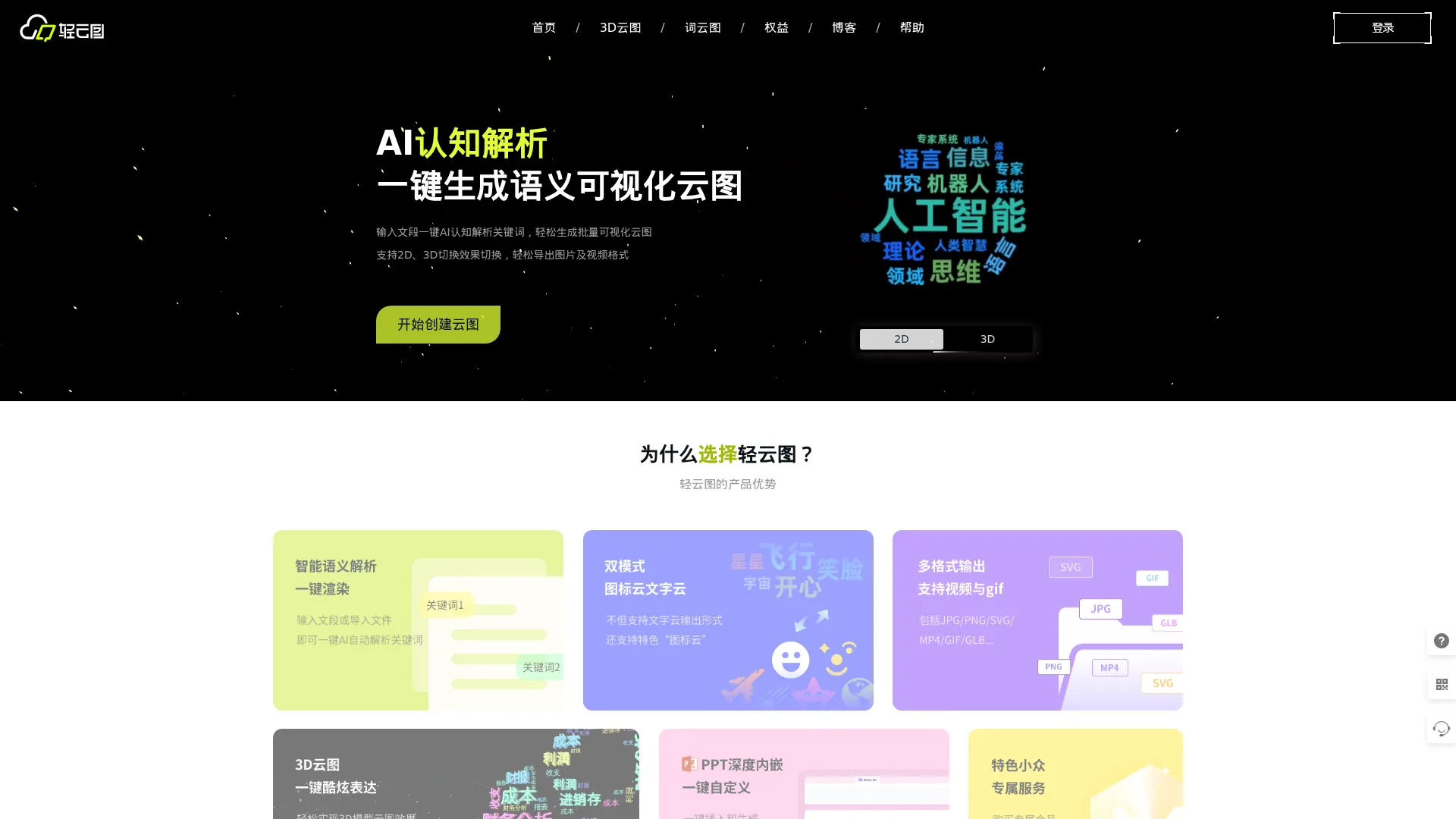 轻云图 - AI 词云图与 3D 云图在线生成工具 screenshot