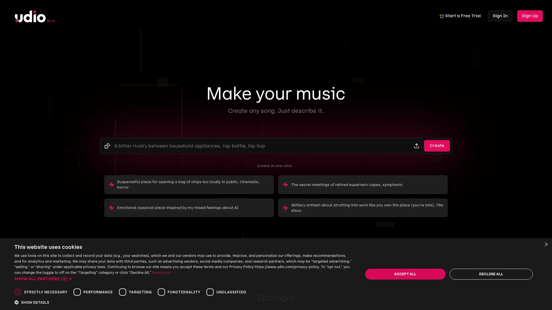 Udio | AI Music Generator - Official Website screenshot