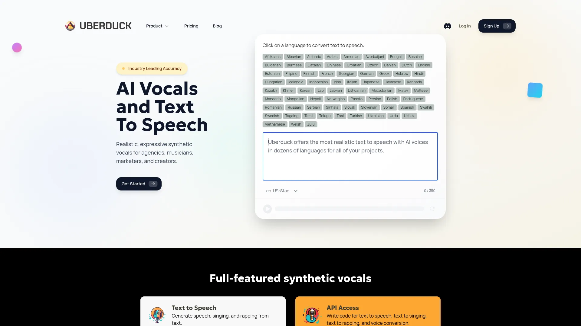 AI Vocals and Text To Speech | Uberduck screenshot