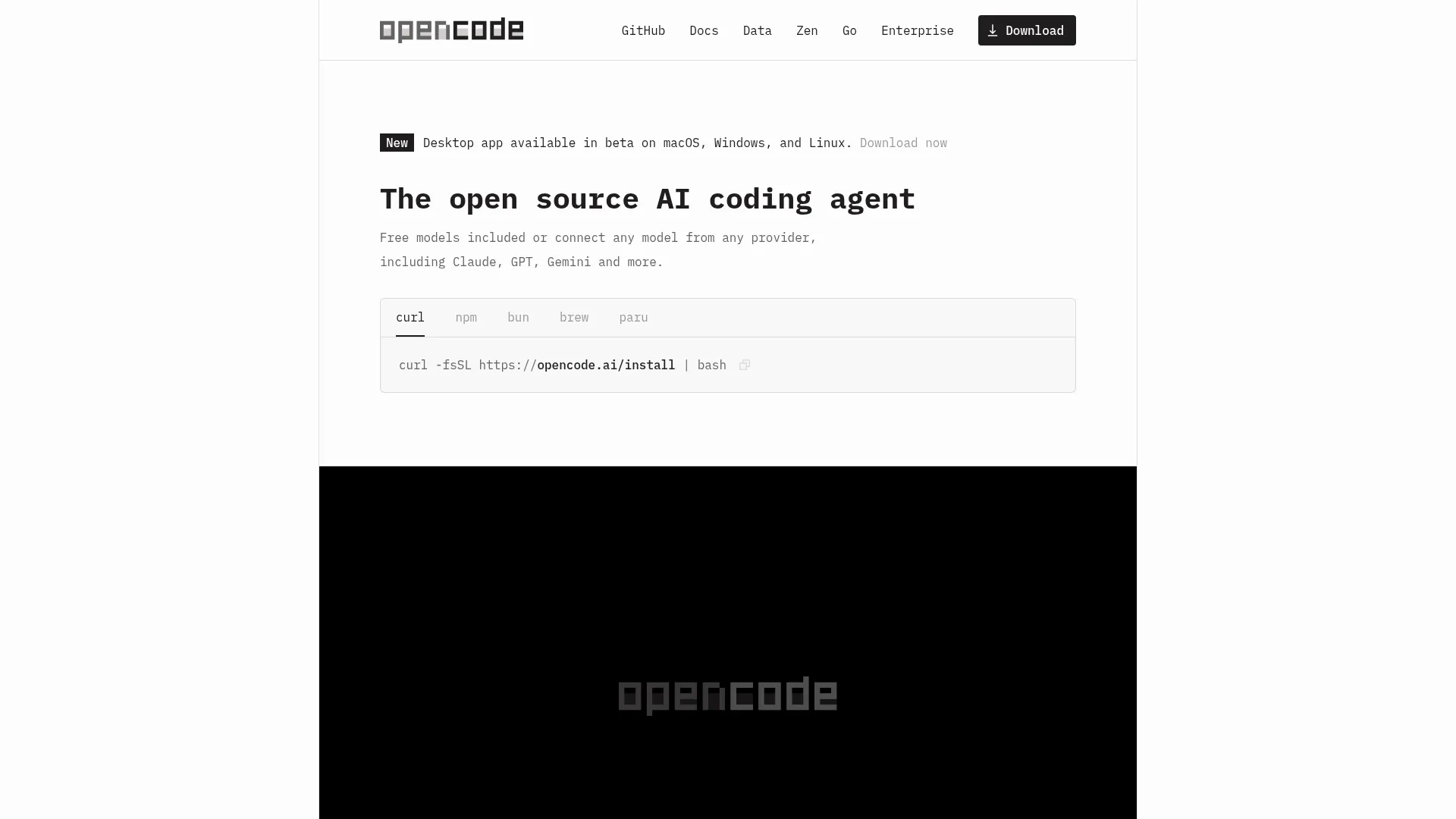OpenCode | The open source AI coding agent screenshot