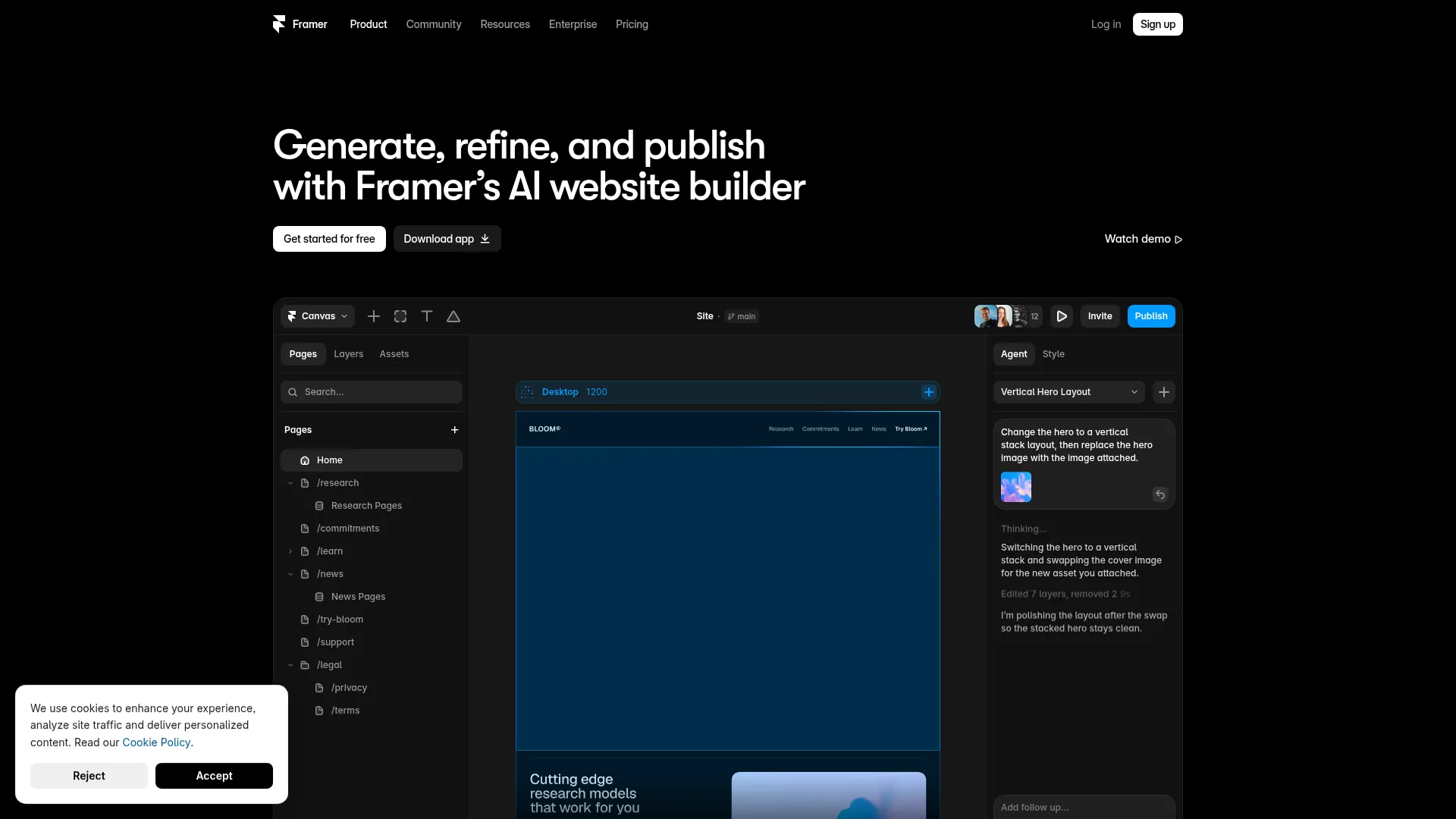 AI Website Builder for Designers & Teams | Framer screenshot