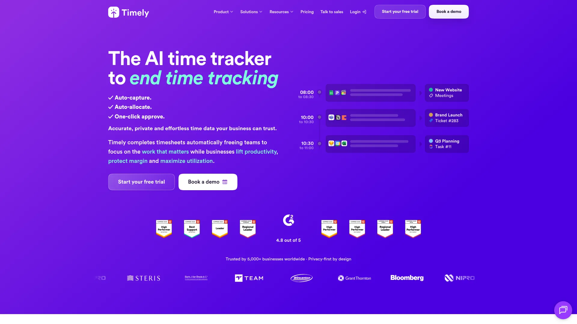 Timely, automatic time tracking for consultancies, agencies and SaaS businesses screenshot