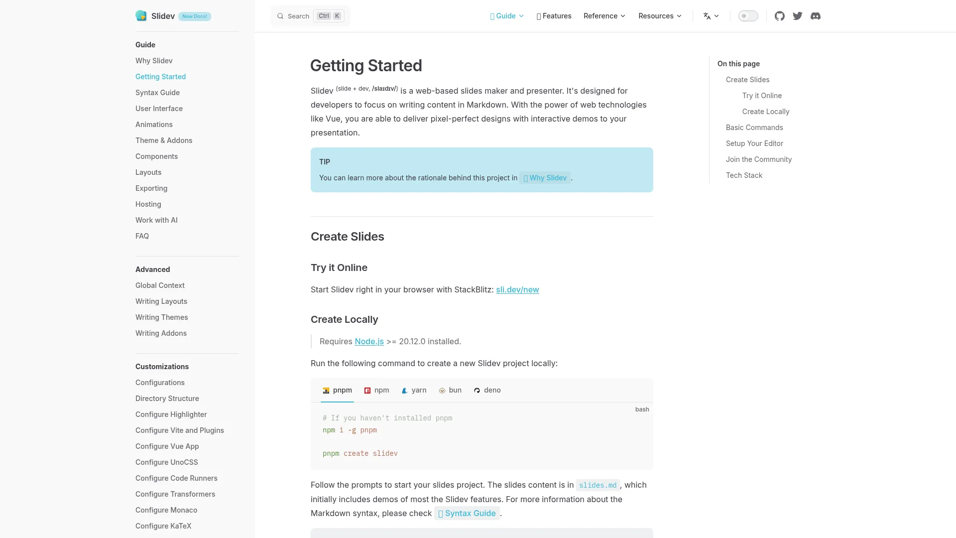 Getting Started | Slidev screenshot
