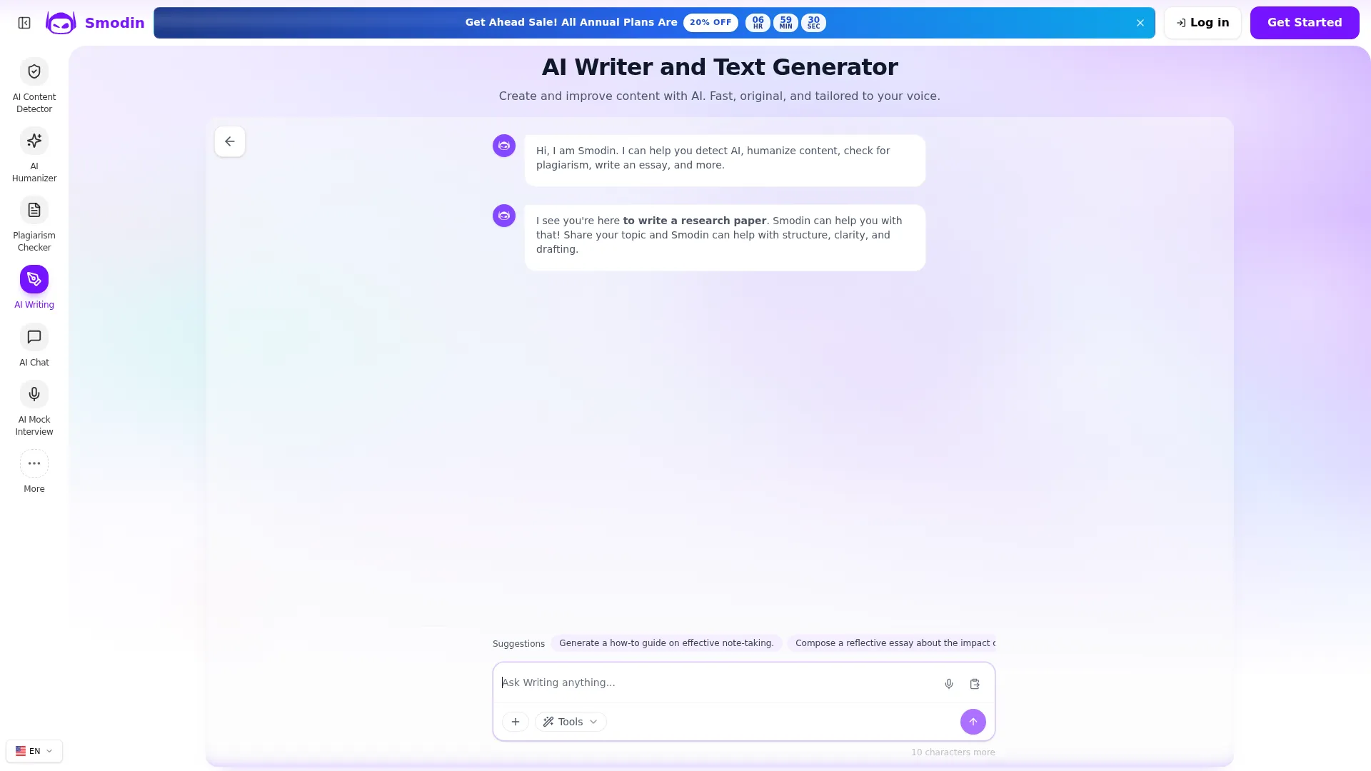 AI Writer & Text Generator | Smodin screenshot