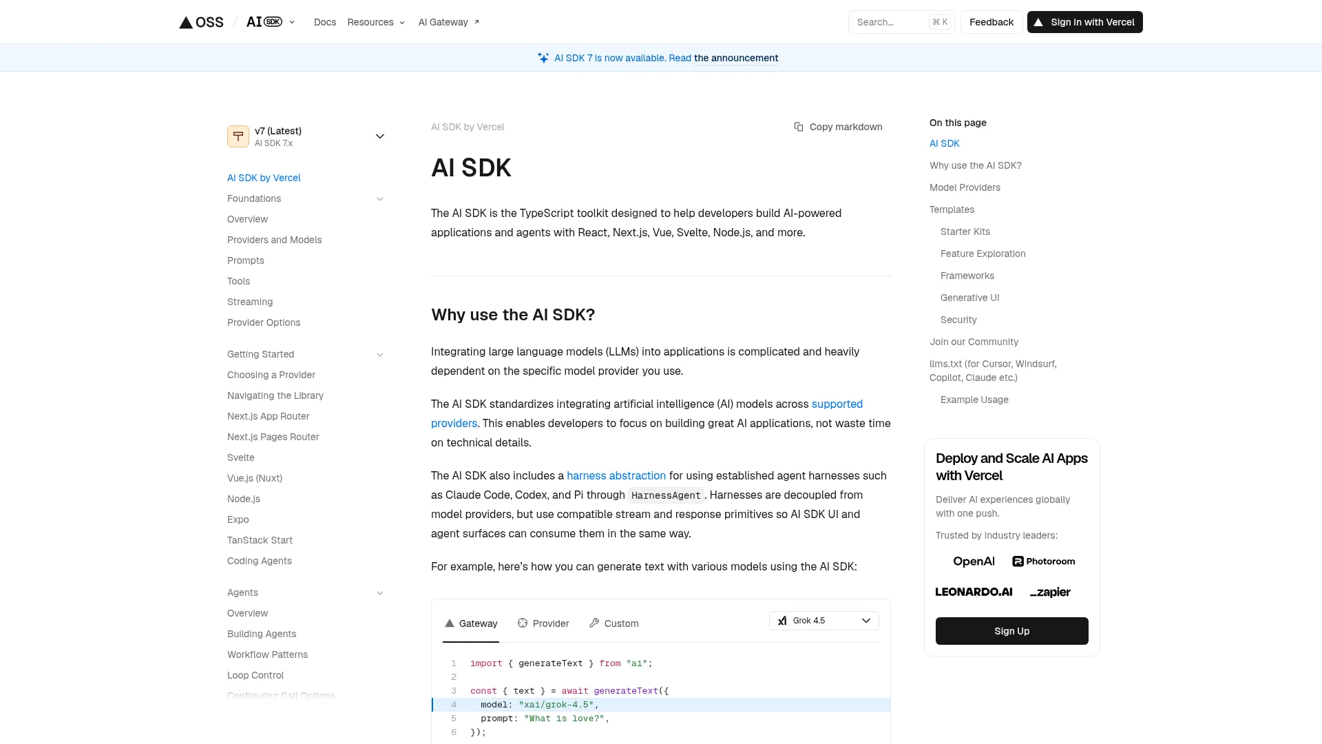 AI SDK by Vercel screenshot
