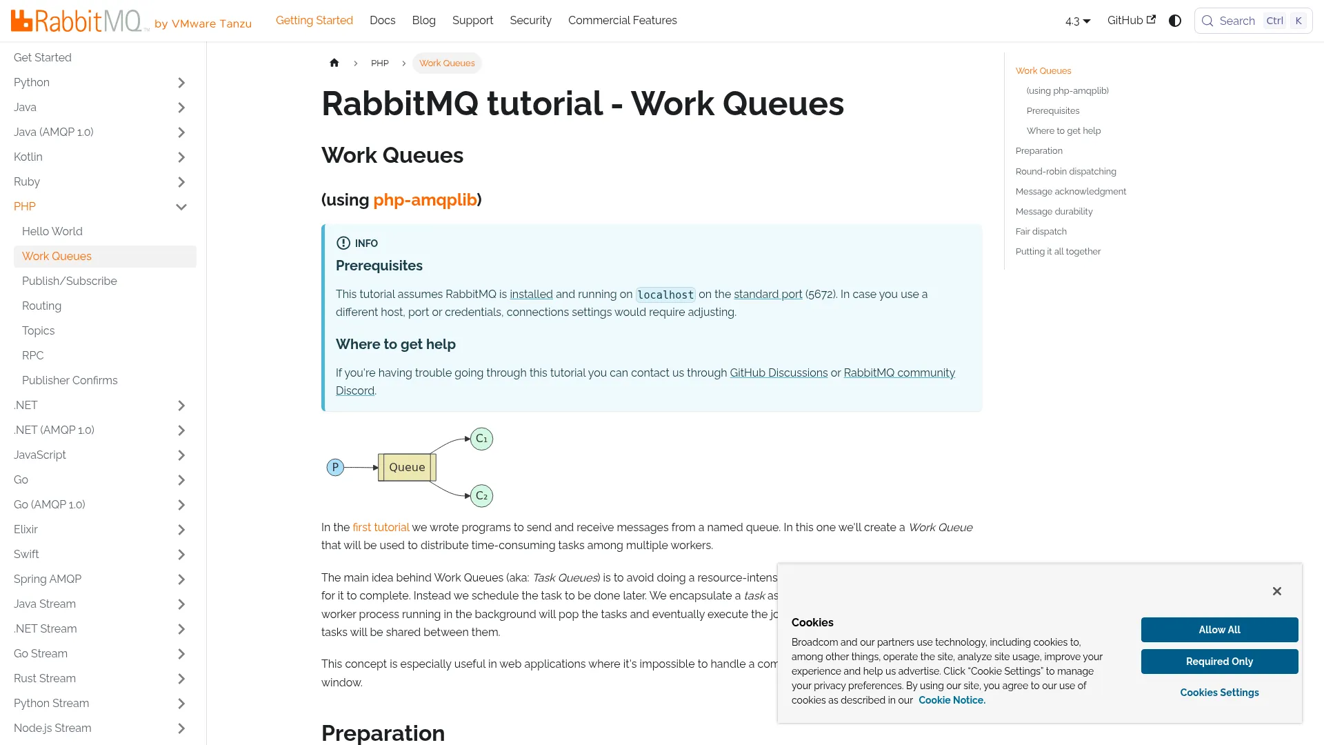 RabbitMQ tutorial - Work Queues | RabbitMQ screenshot