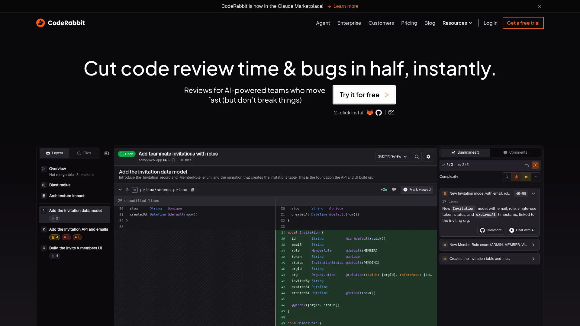 AI Code Reviews | CodeRabbit | Try for Free. screenshot