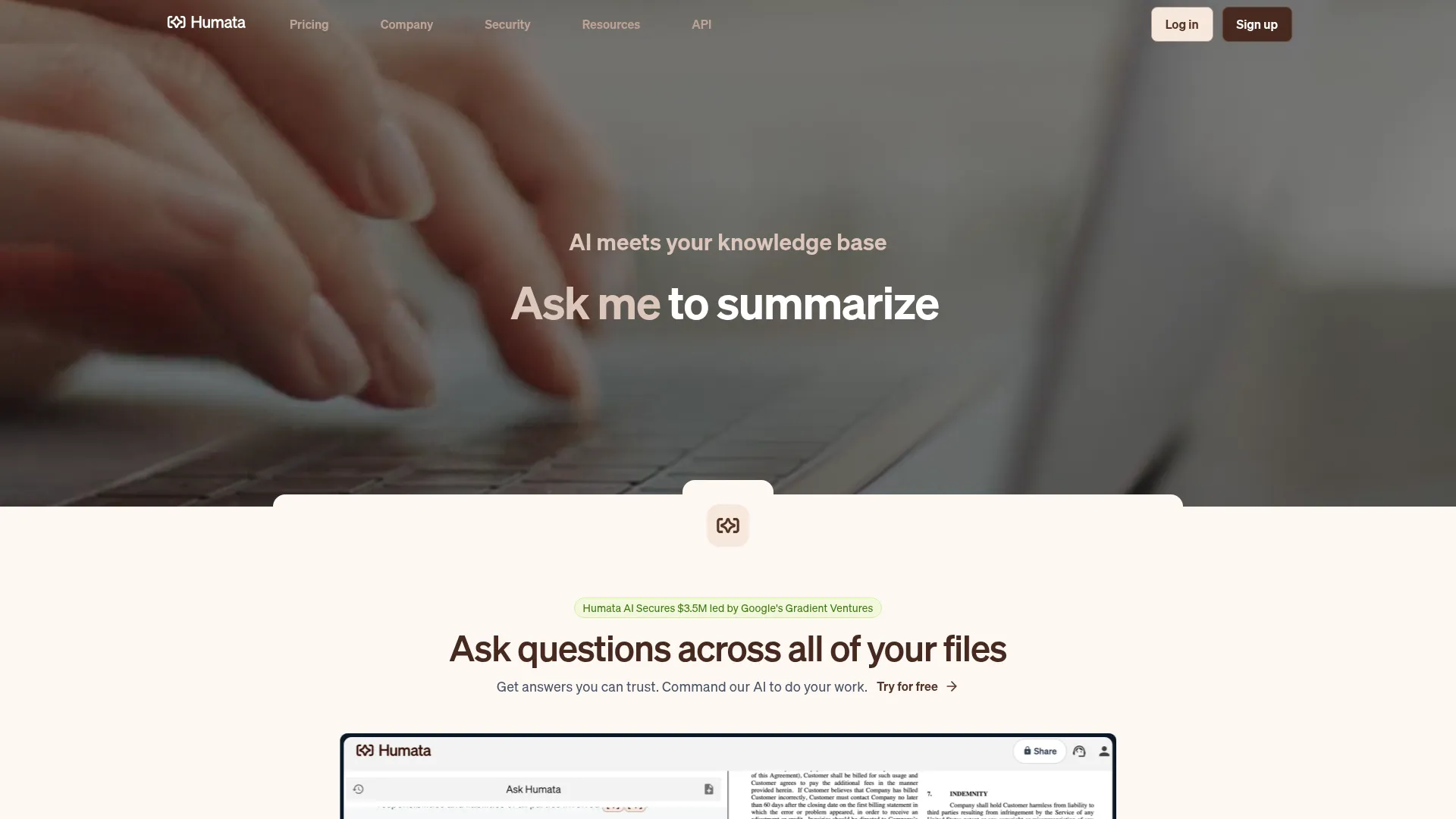Humata: AI meets your knowledge base screenshot