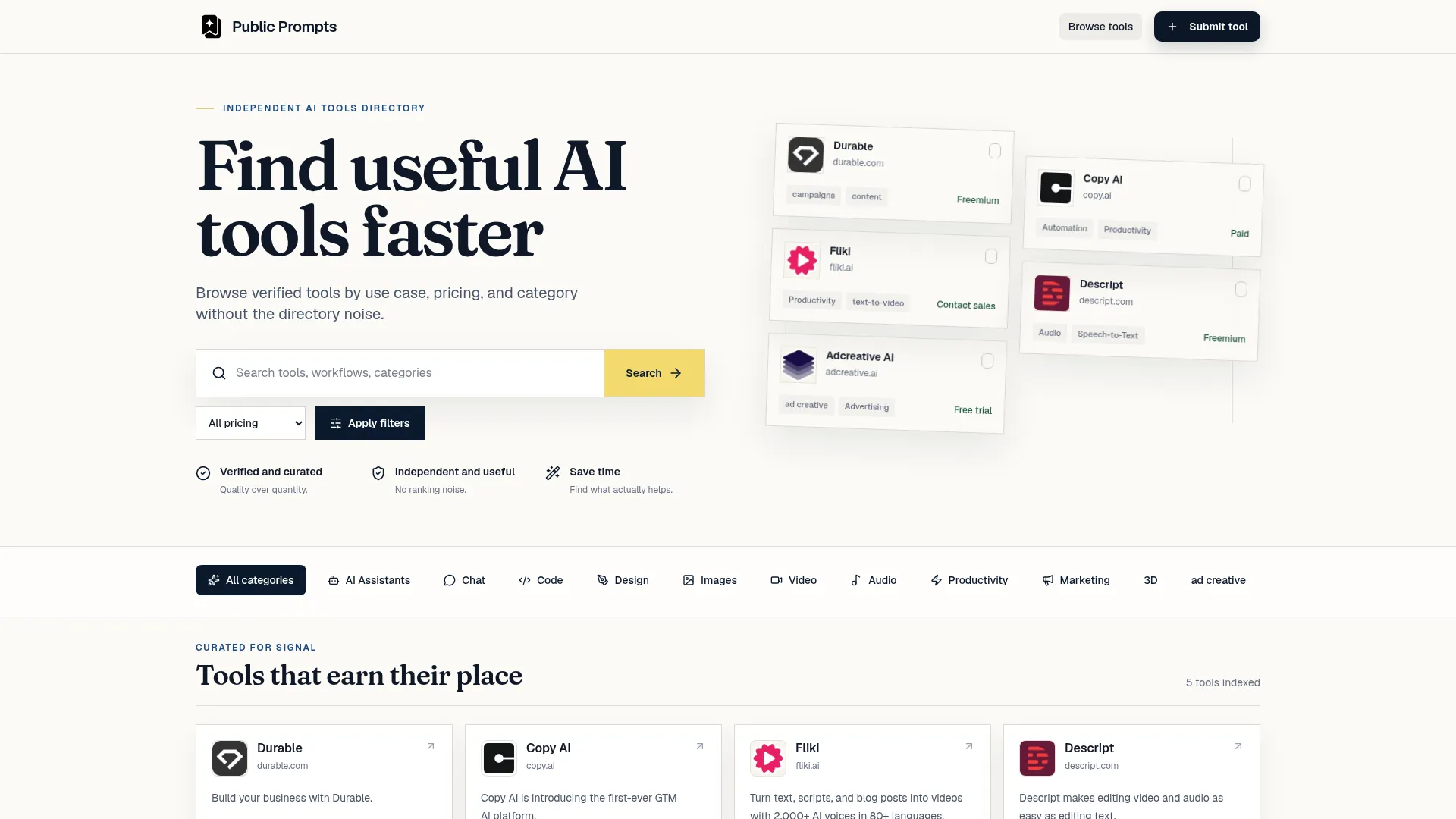 AI Tools Directory | Public Prompts screenshot
