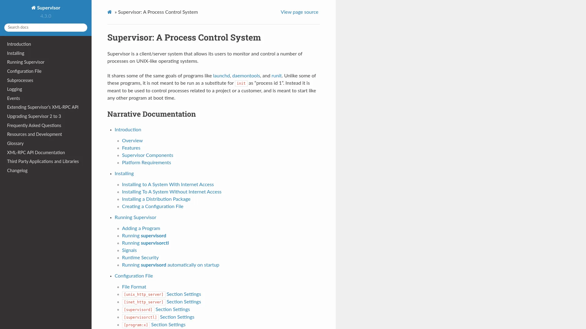 Supervisor: A Process Control System &mdash; Supervisor 4.3.0 documentation screenshot