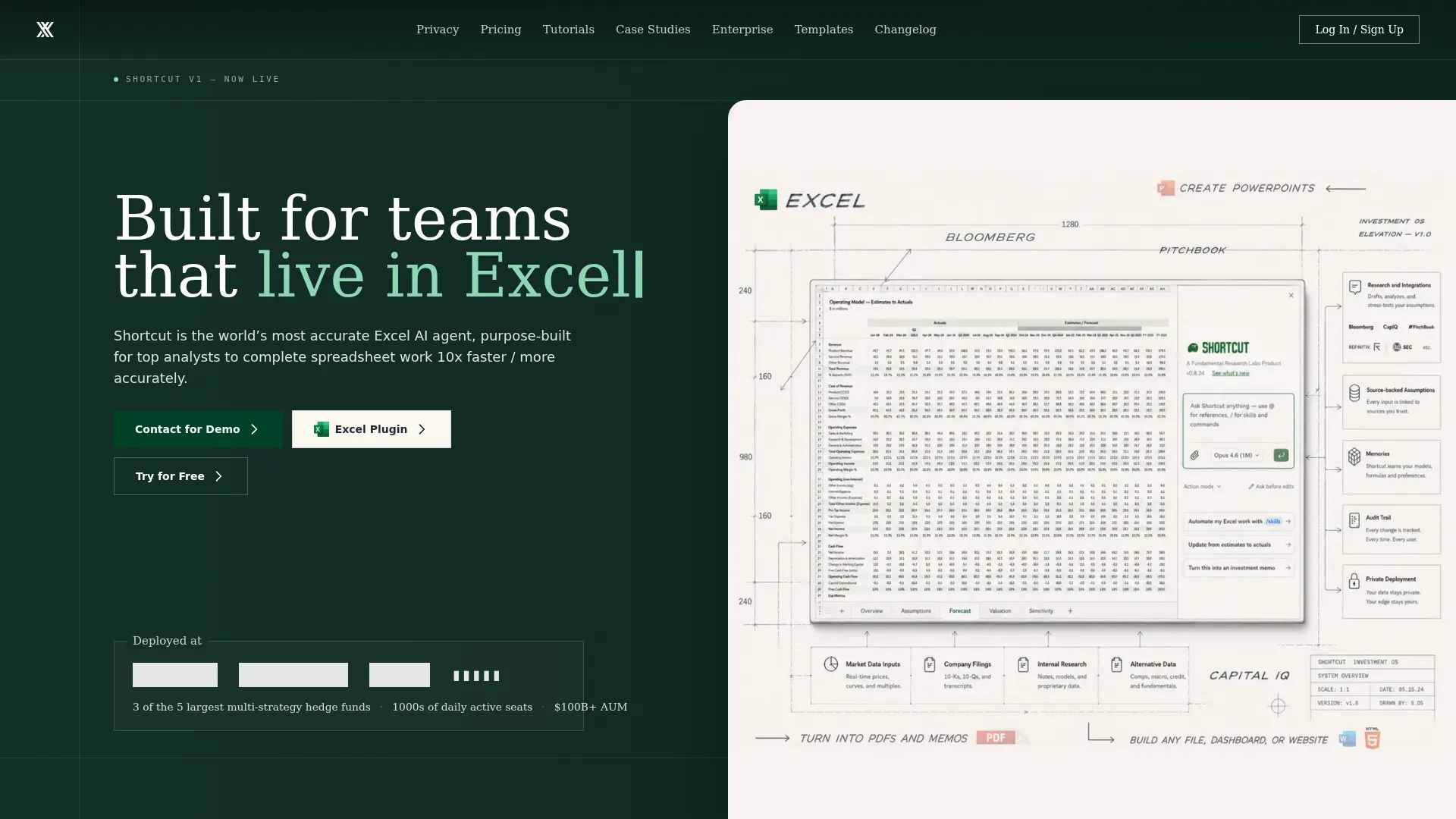 Shortcut | Excel AI | The Best Way to Build and Edit Excel with AI screenshot