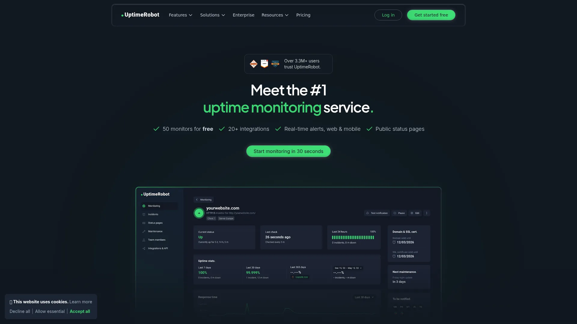 UptimeRobot: Free Website Monitoring Service screenshot