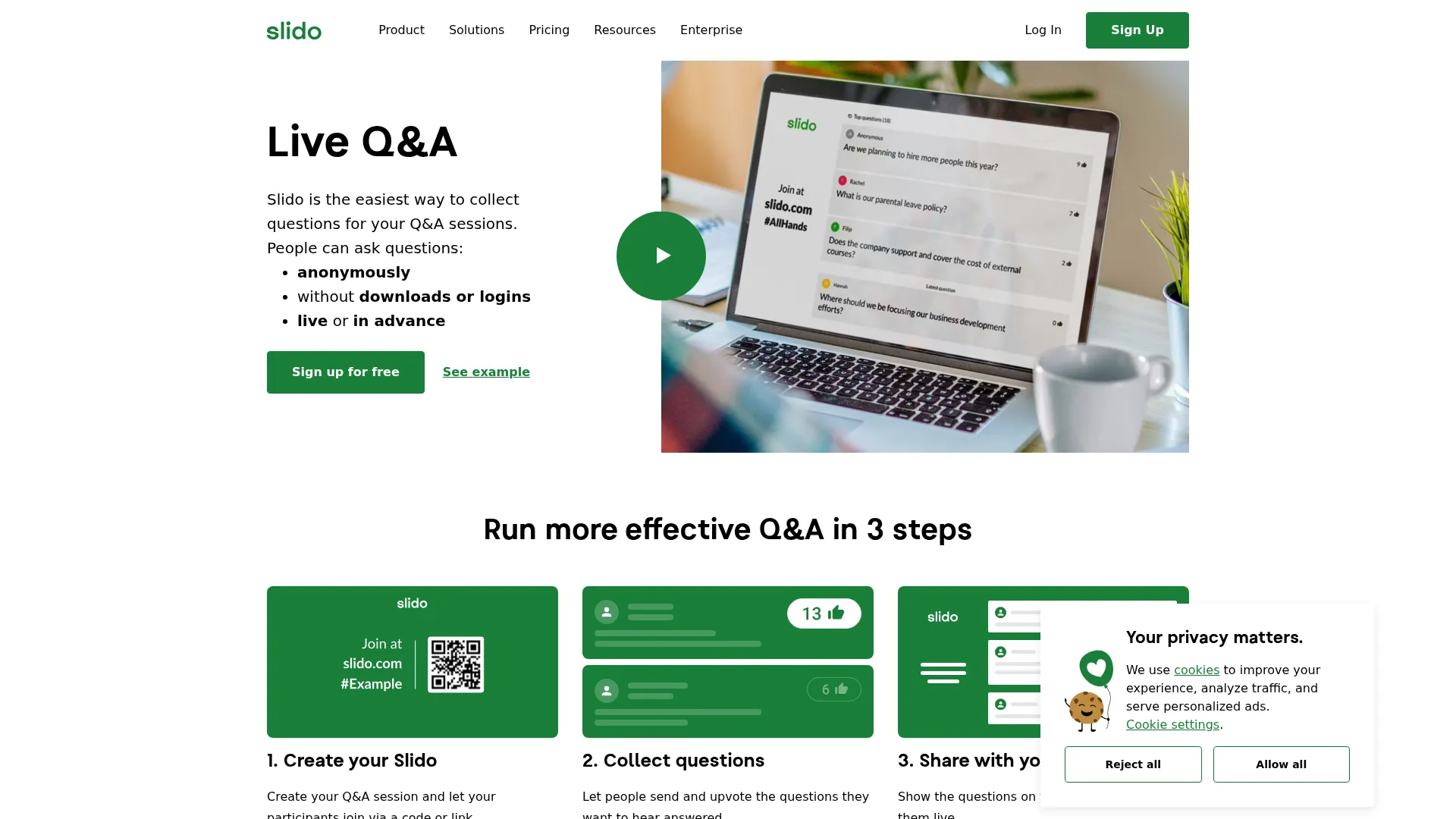 Live Q&A - Anonymous Questions & Answers App - Slido screenshot
