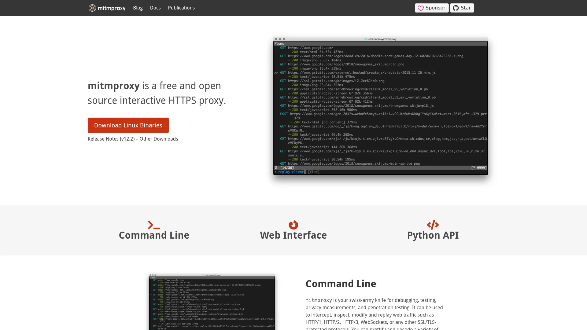 mitmproxy - an interactive HTTPS proxy screenshot