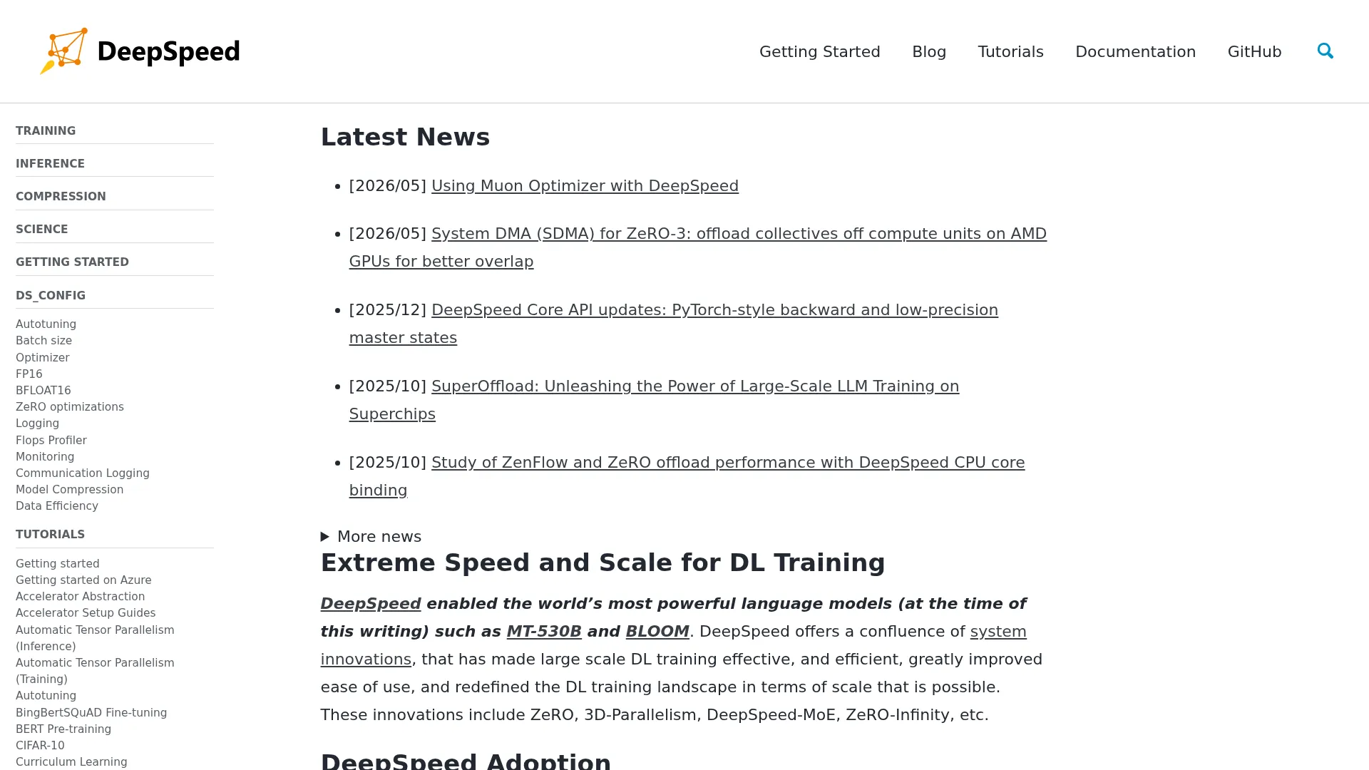 Latest News - DeepSpeed screenshot