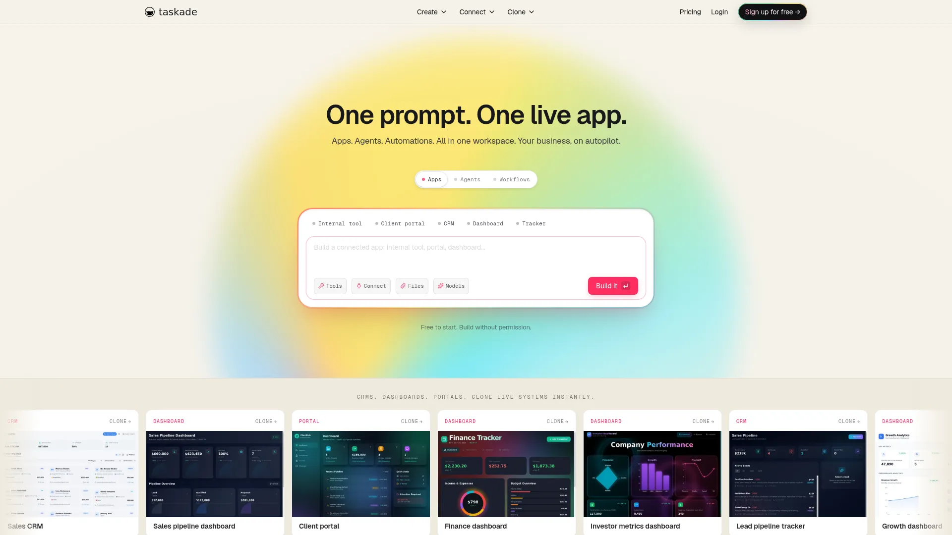 AI Business App Builder - Taskade Genesis | Free AI Agents screenshot