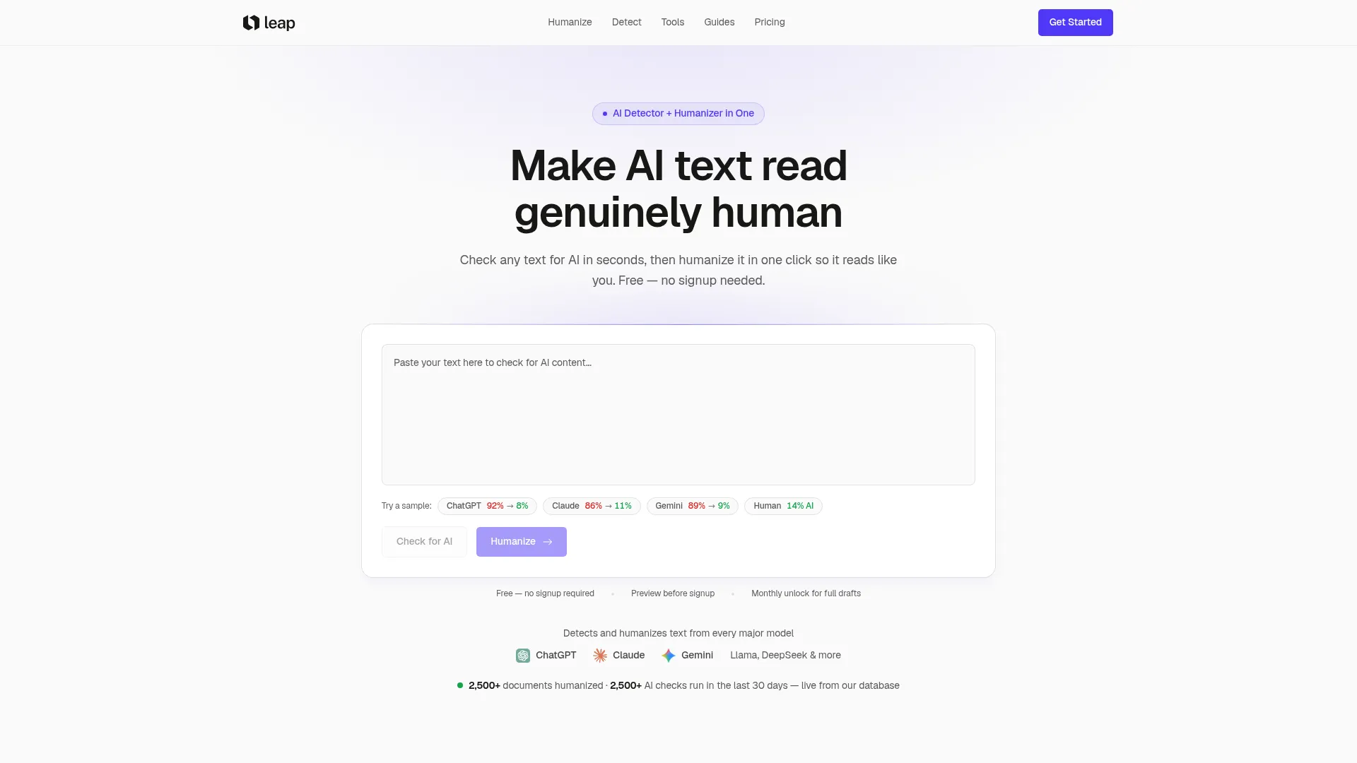 Leap AI — The AI Humanizer + Detector screenshot