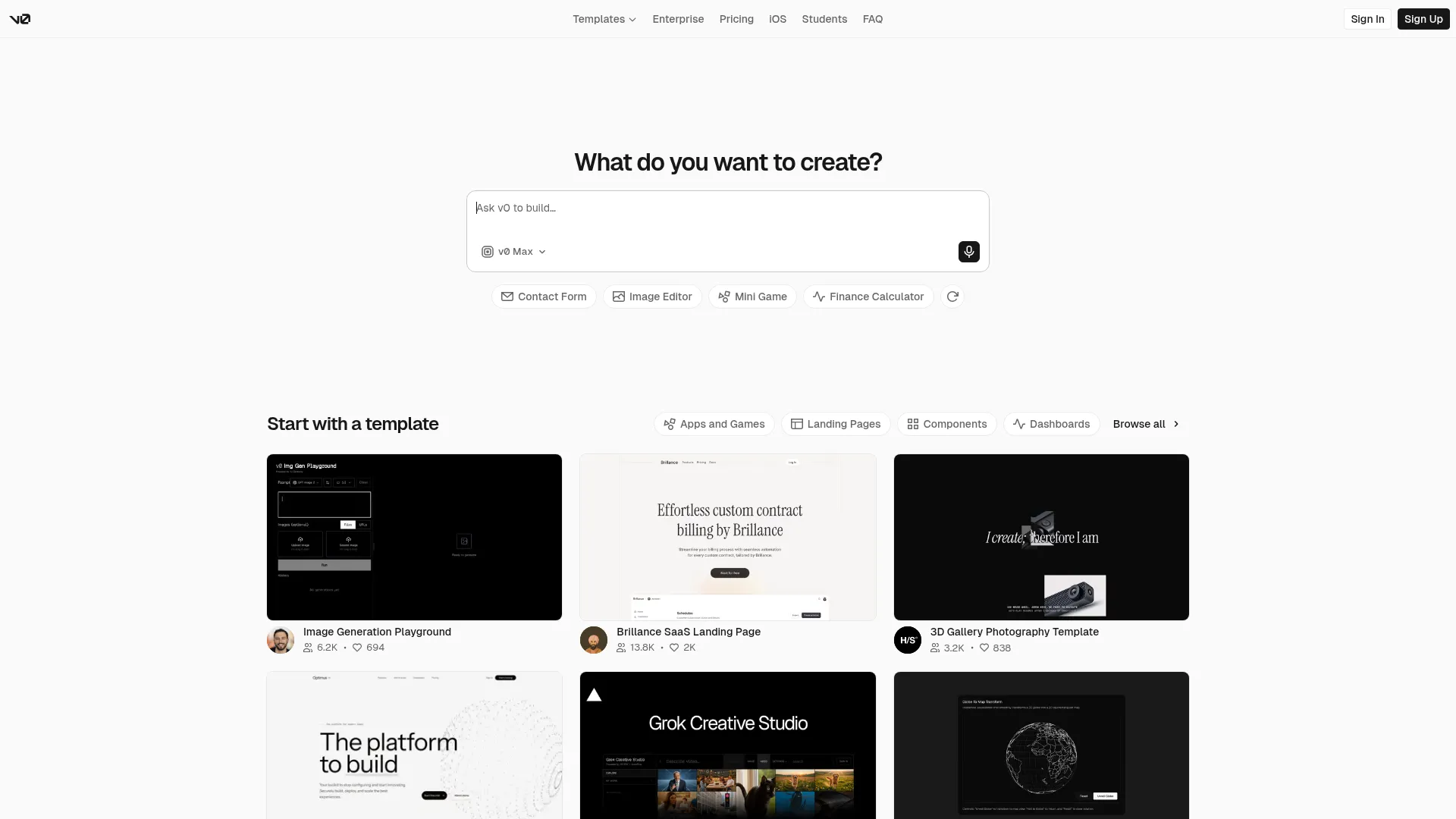 v0 by Vercel - Build Full-Stack Web Apps with AI screenshot