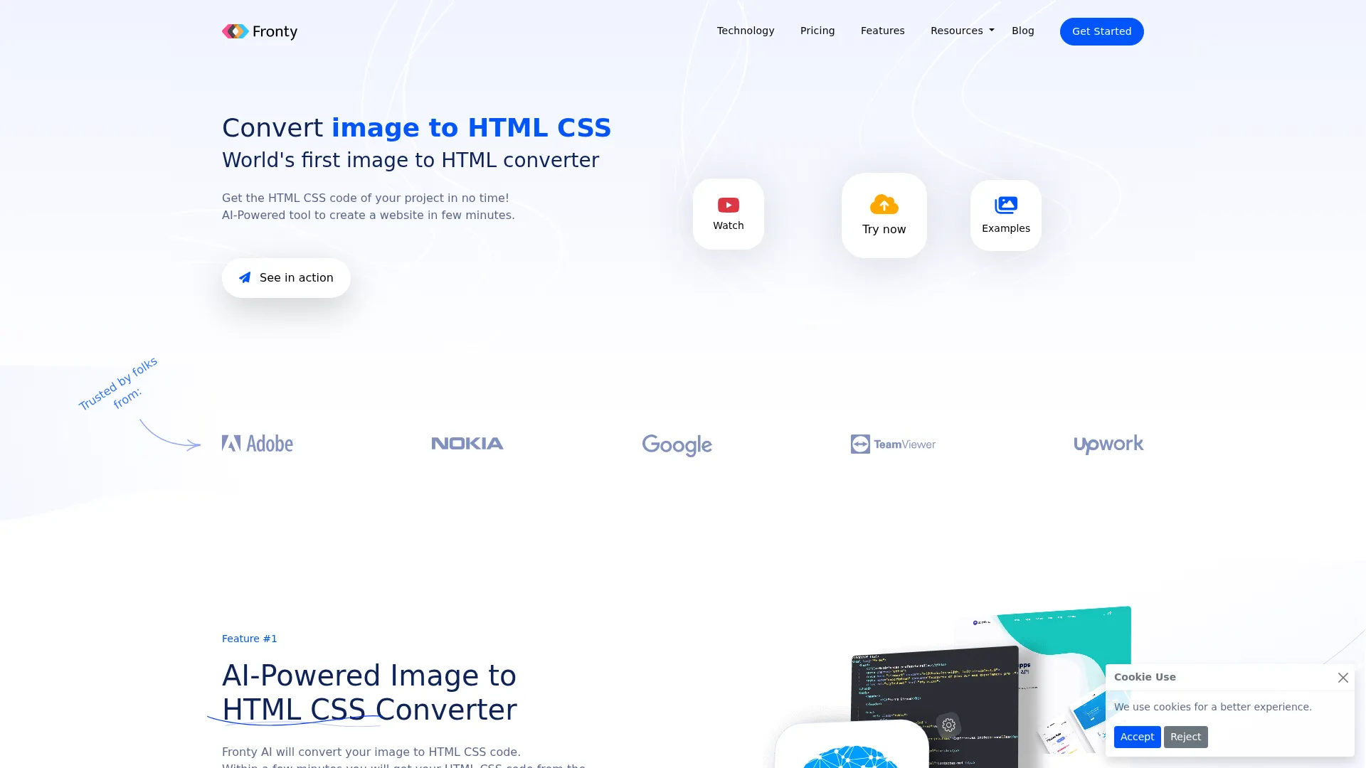 Image to HTML CSS converter. Convert image to HTML CSS with AI: Fronty screenshot