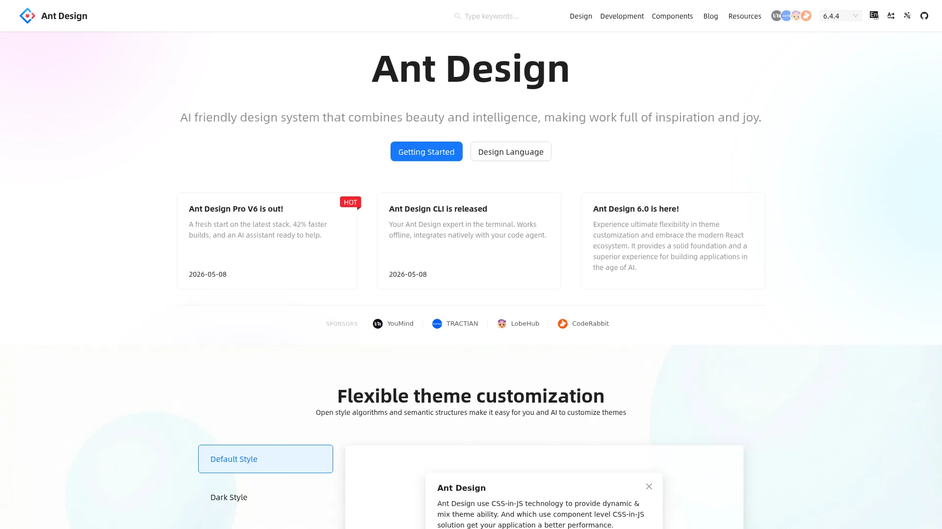 Ant Design - 一套企业级 UI 设计语言和 React 组件库 screenshot