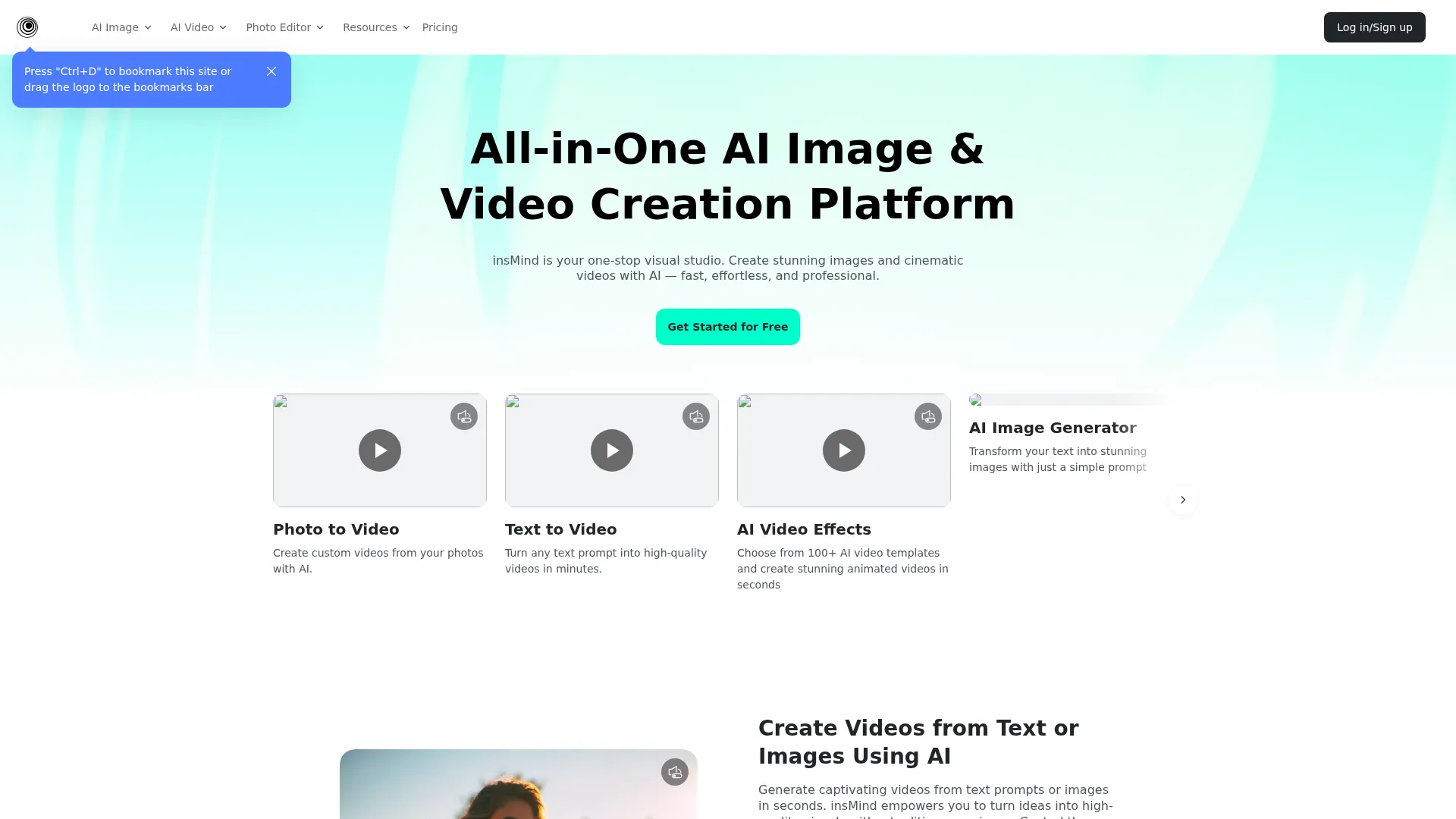 All-in-One AI Image & Video Generator and Editor – insMind screenshot