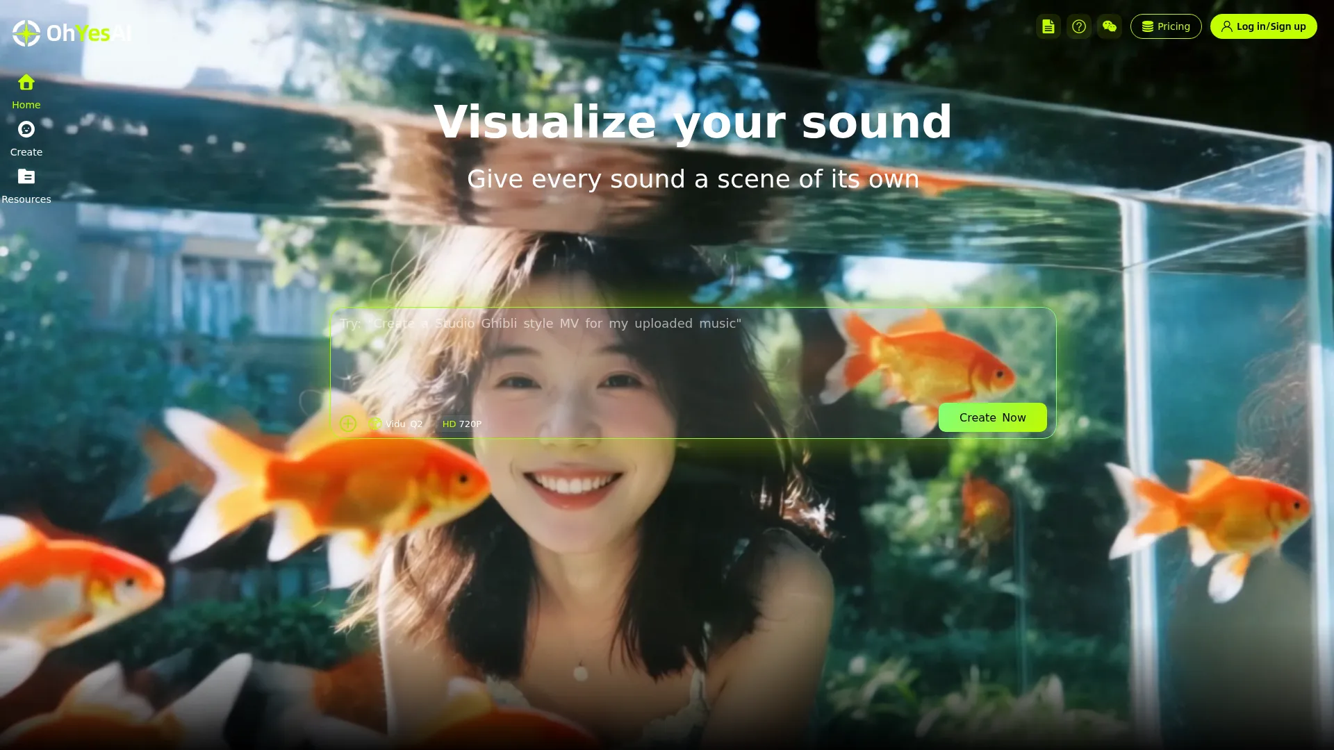 OhYesAI - AI音乐可视化创作平台 | Visualize Your Sound screenshot