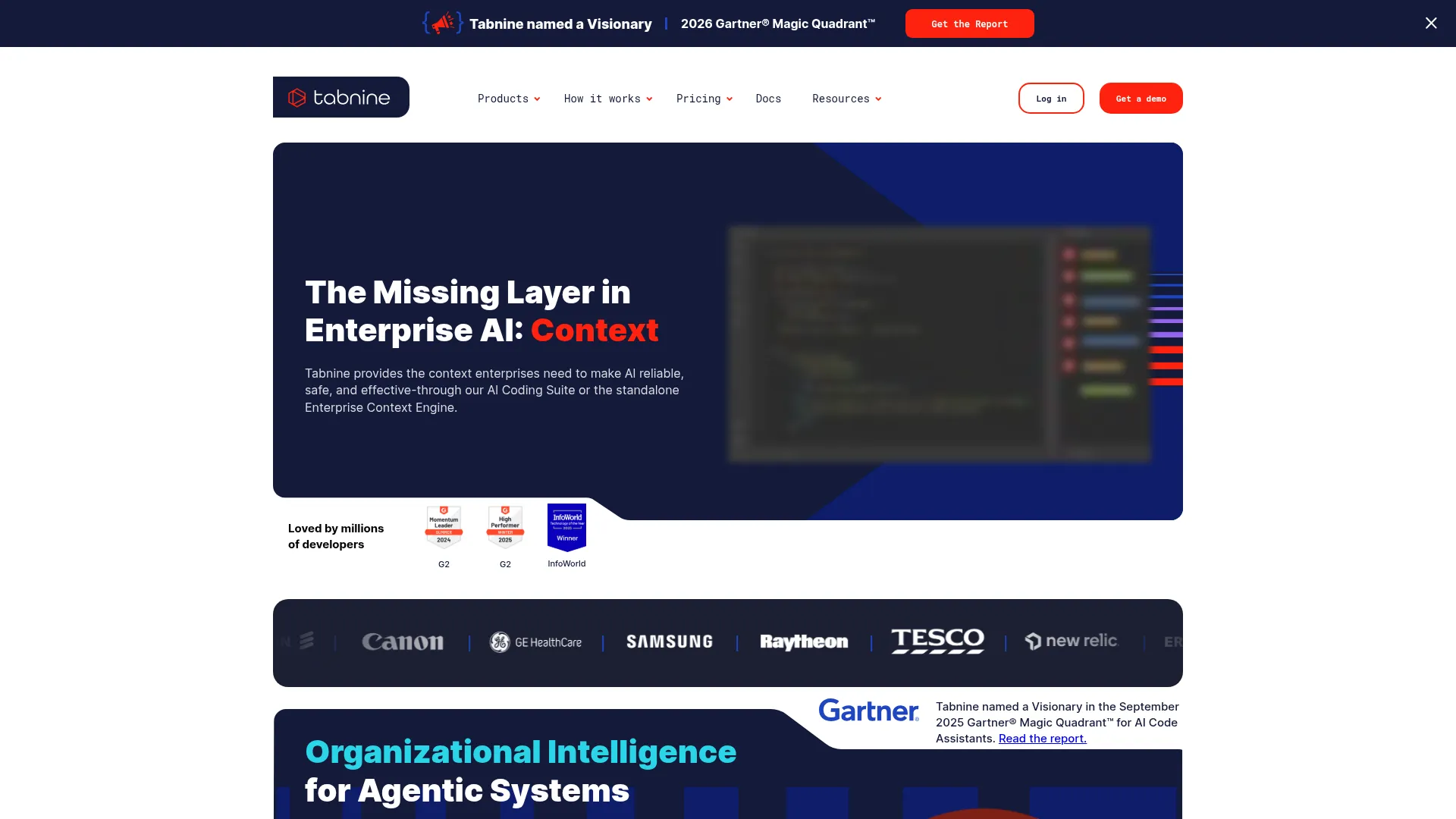 Tabnine AI Code Assistant | Smarter AI Coding Agents. Total Enterprise Control. screenshot