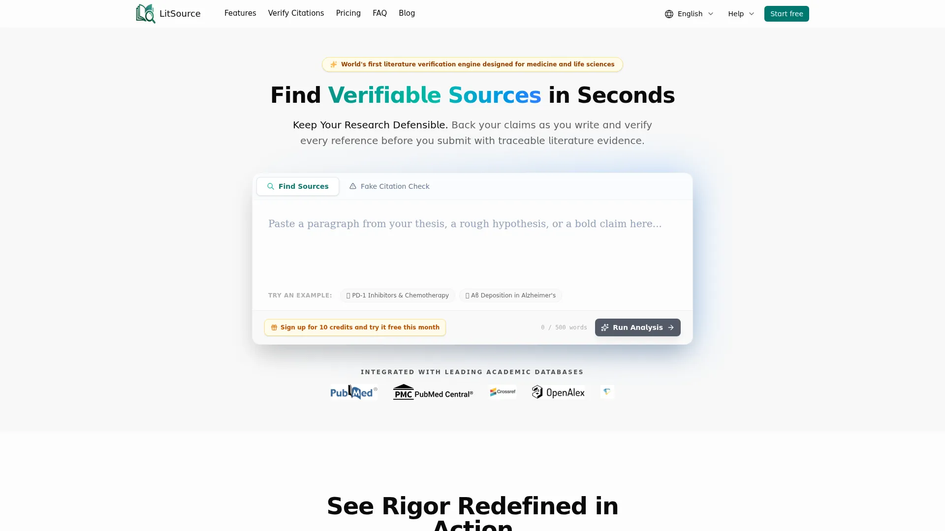 LitSource | Verifiable Sources for Biomedical Research screenshot