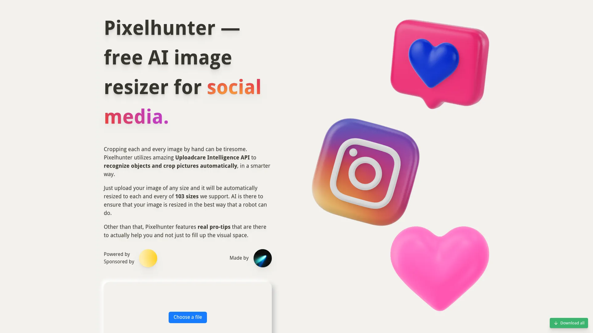 Pixelhunter — 🧠 AI-powered image resizer for social media screenshot