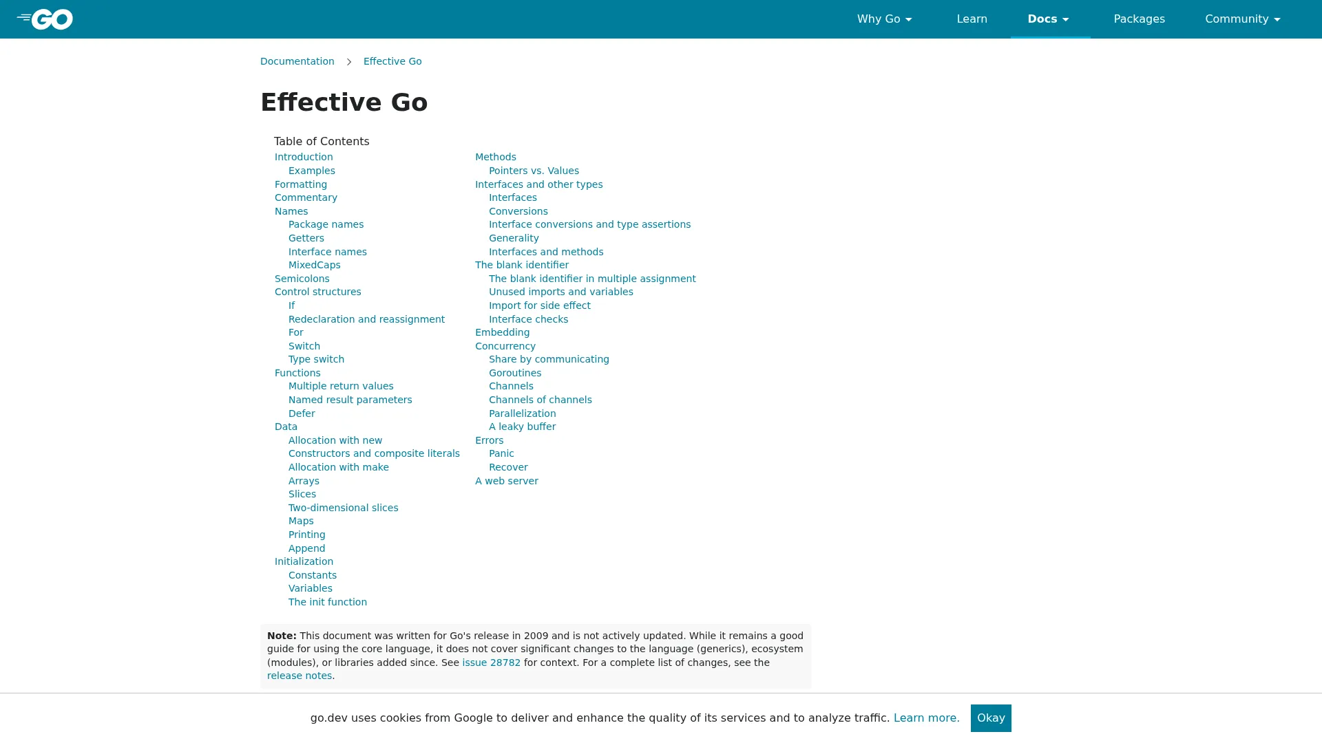 Effective Go - The Go Programming Language screenshot