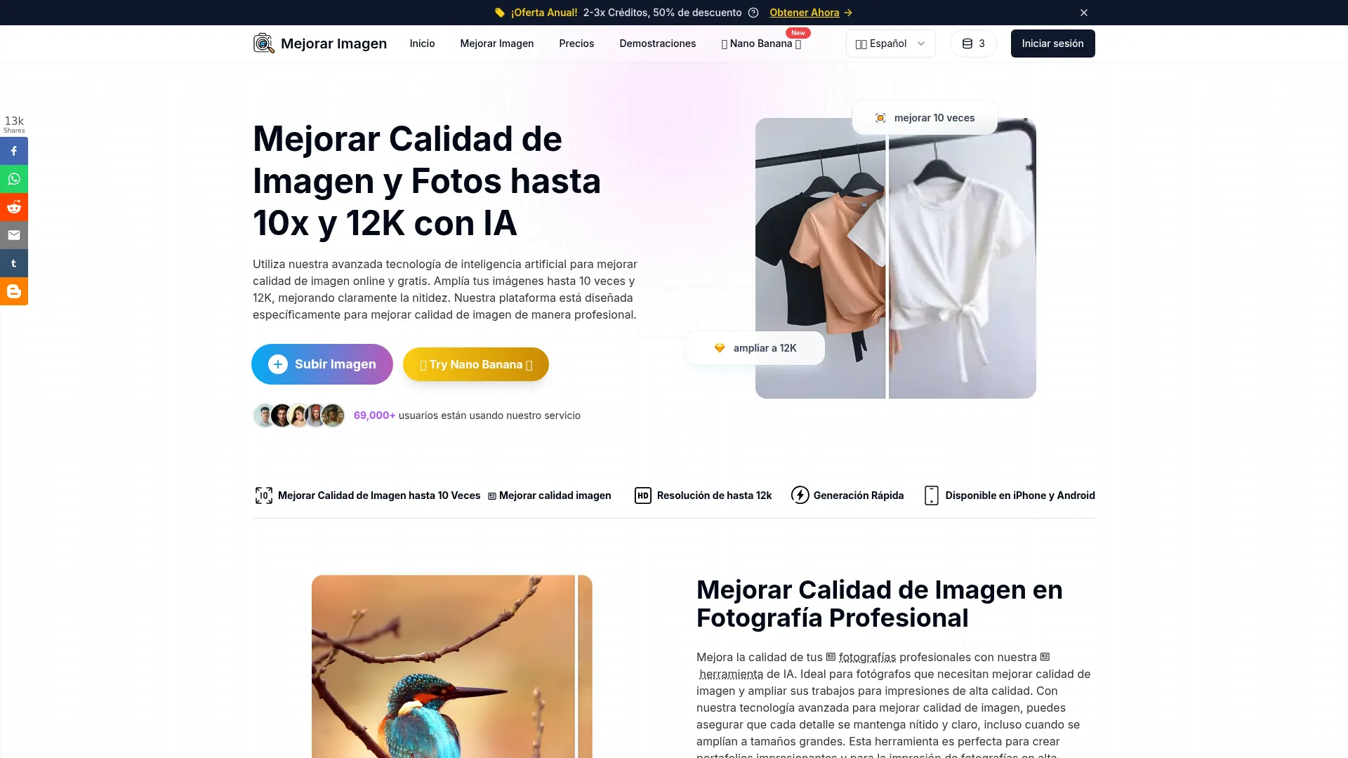 Mejorar Calidad de Imagen y Fotos Online Gratis con IA screenshot