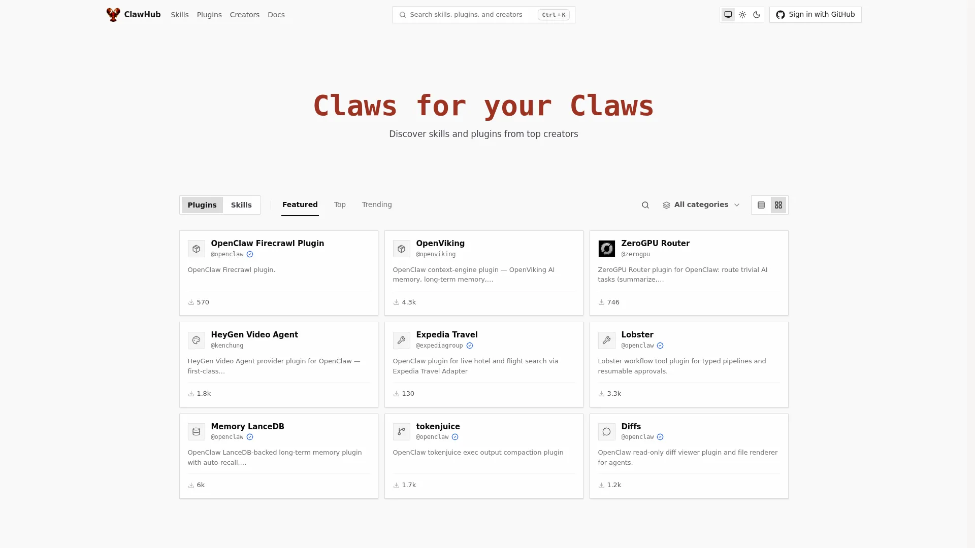 ClawHub screenshot