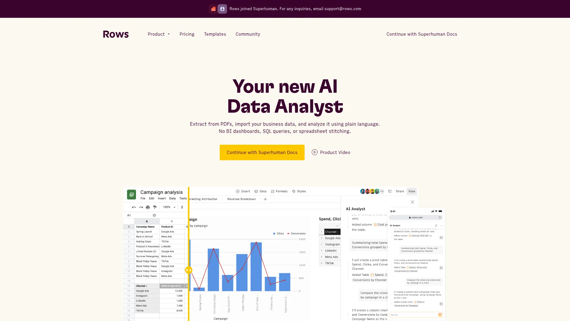Rows - Your new AI Data Analyst screenshot