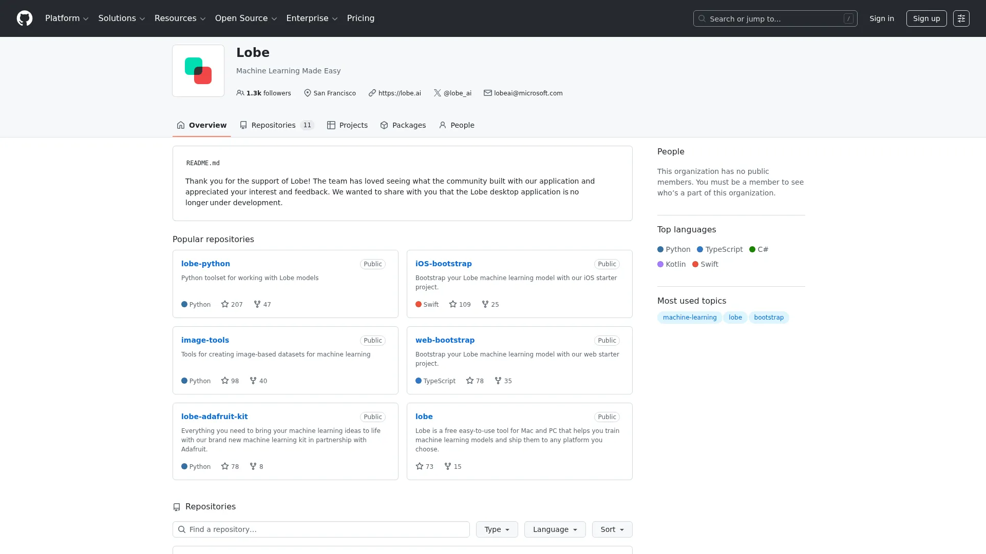Lobe · GitHub screenshot
