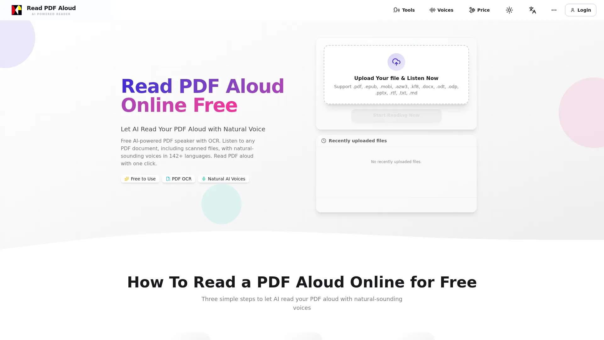 Read PDF Aloud Online - Free PDF Voice Reader screenshot