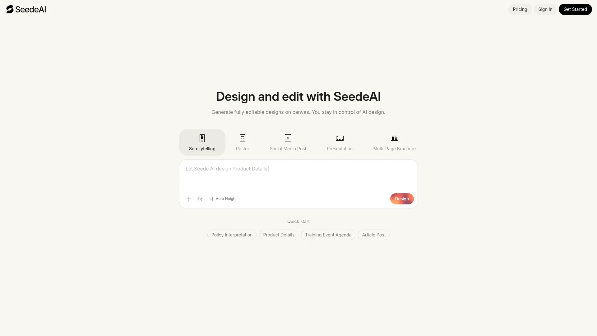 Seede AI - Simple, Fast, and Fun AI Graphic Design for Everyone screenshot