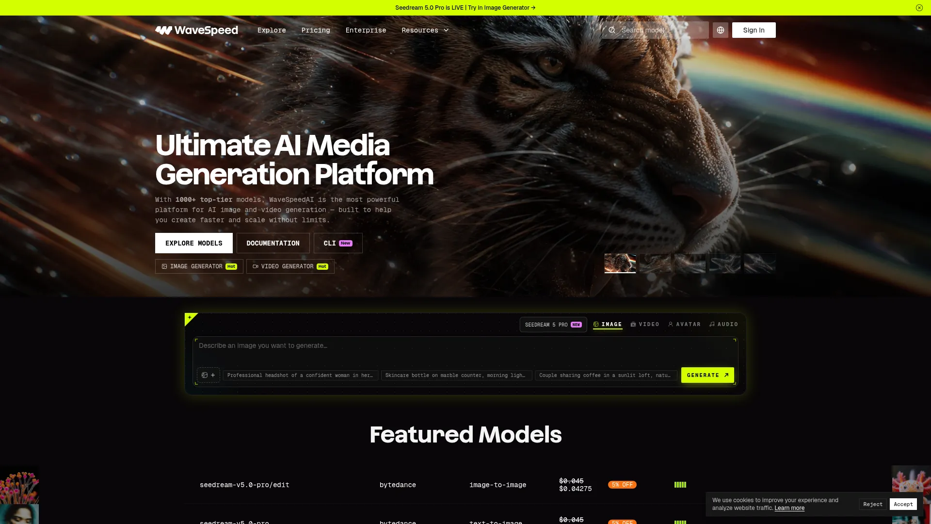 Ultimate AI Media Generation Platform — WaveSpeedAI screenshot