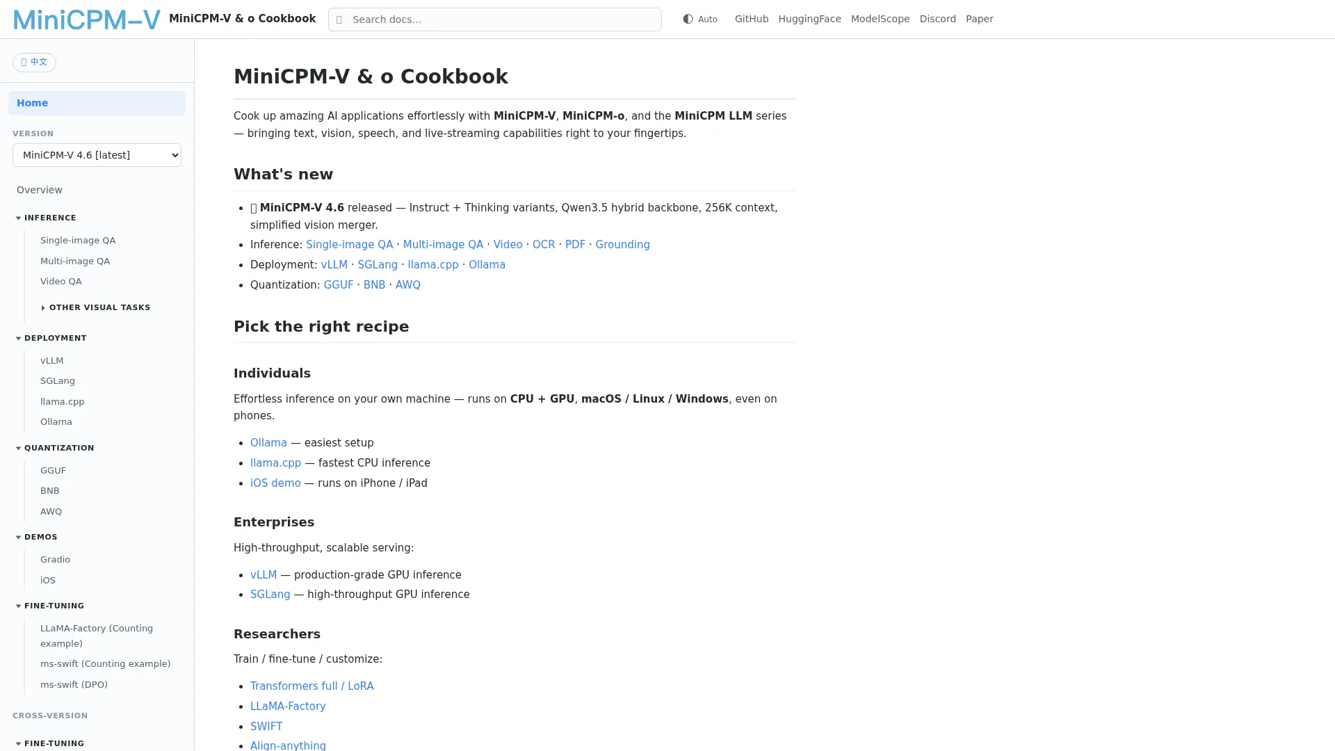 MiniCPM-V & o Cookbook screenshot